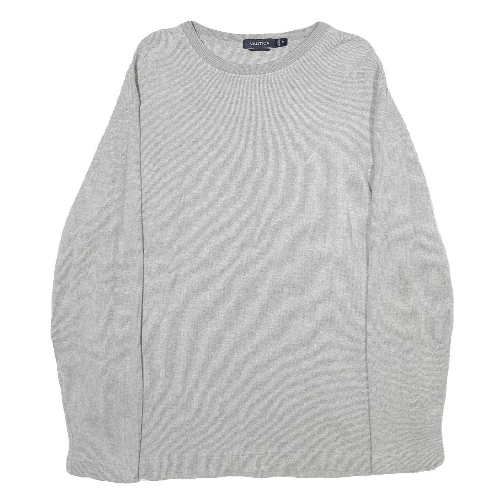 NAUTICA Mens Grey Plain Cotton Jumper Crew Neck Basic Knit M Casual Lightweight Refurbished - N/A refurbished available on Cerqular