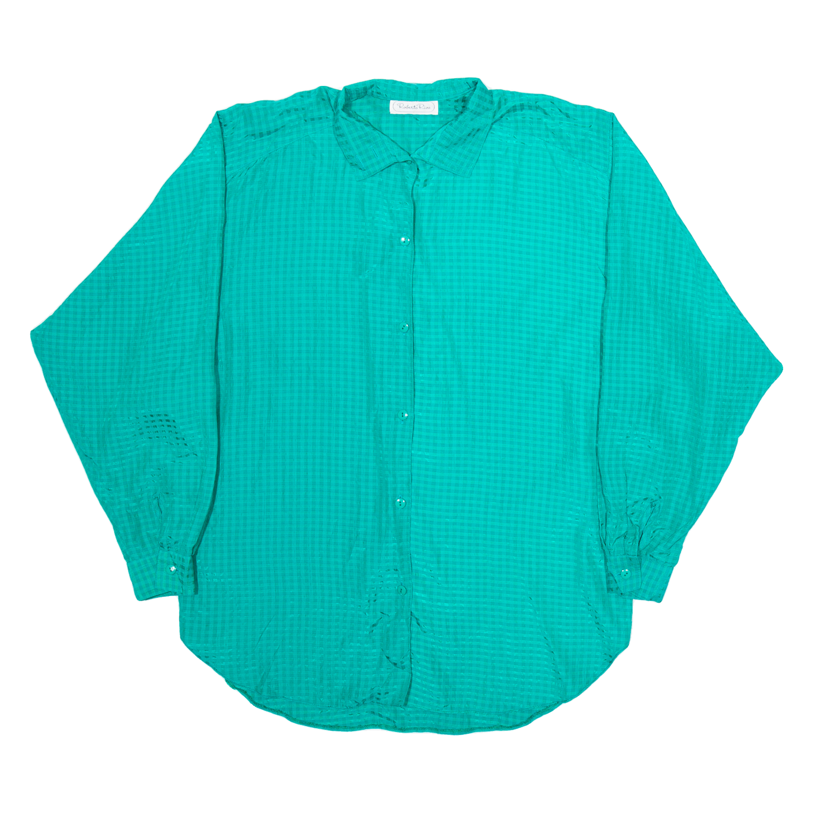 ROBERTO RIVA Mens Shirt Green Viscose Check Long Sleeve XL Refurbished - N/A refurbished available on Cerqular