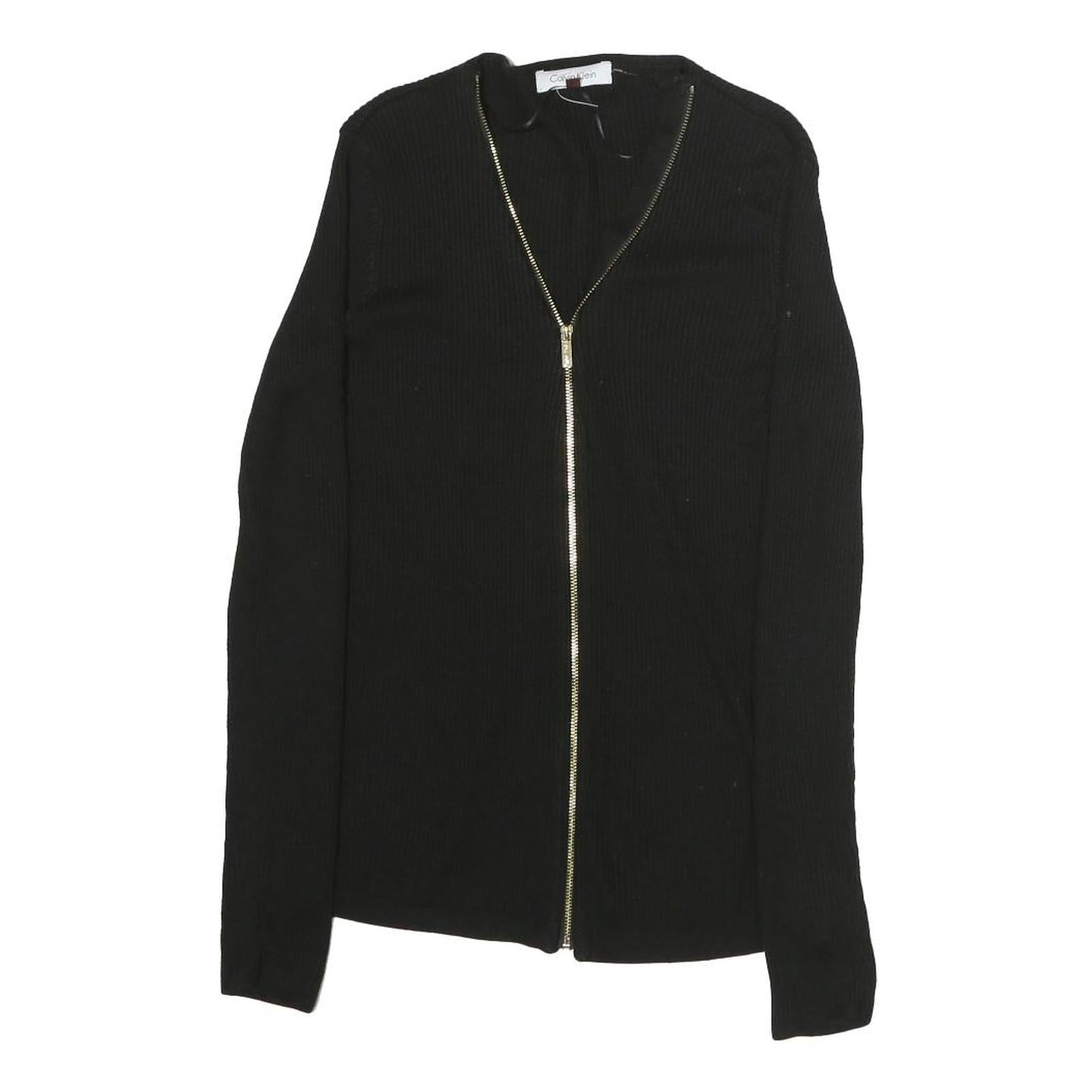 CALVIN KLEIN Womens Black Zip Front Top Long Sleeve V-Neck XS Slim Fit Refurbished - N/A refurbished available on Cerqular