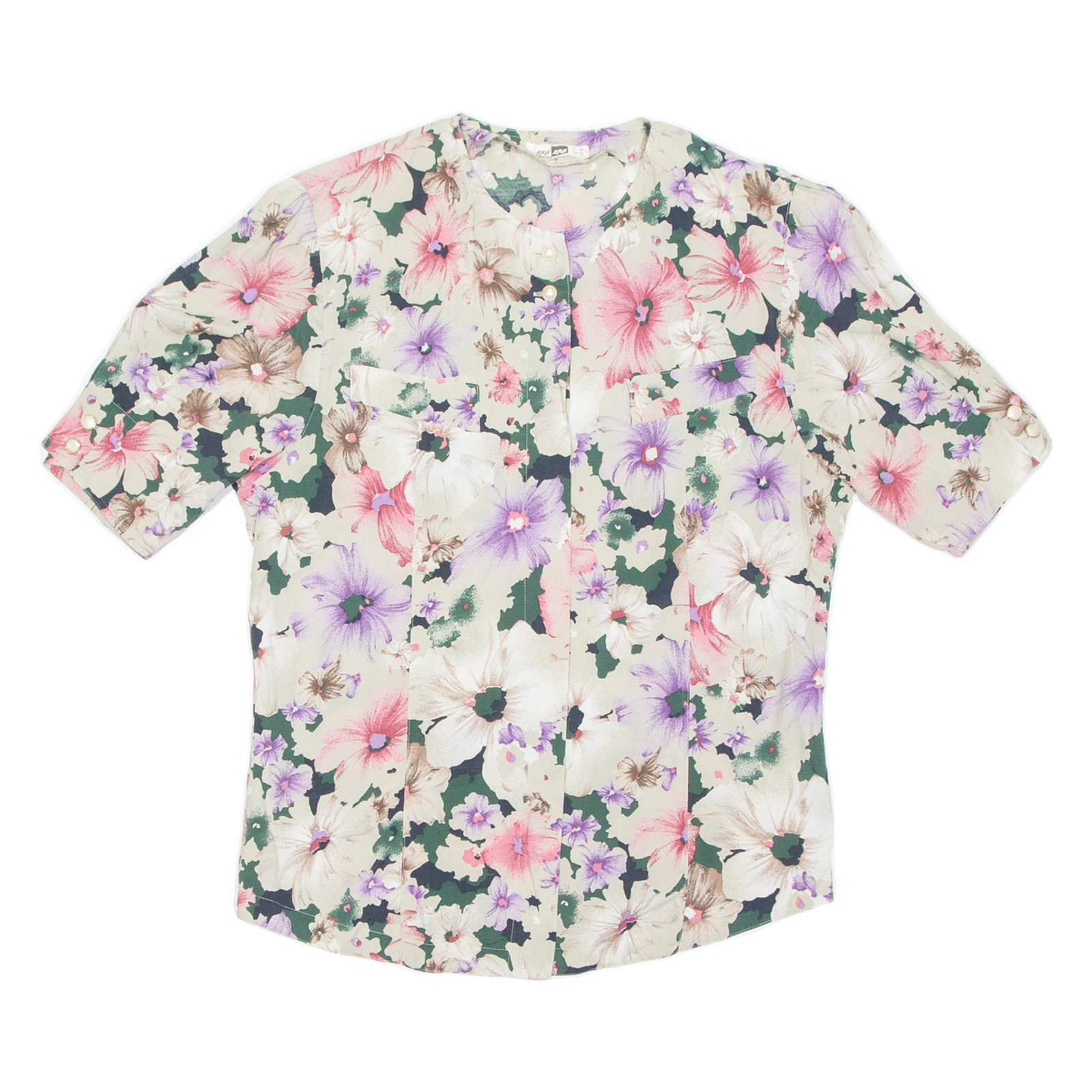 Womens Printed Blouse Beige Floral UK 12 Refurbished - N/A refurbished available on Cerqular