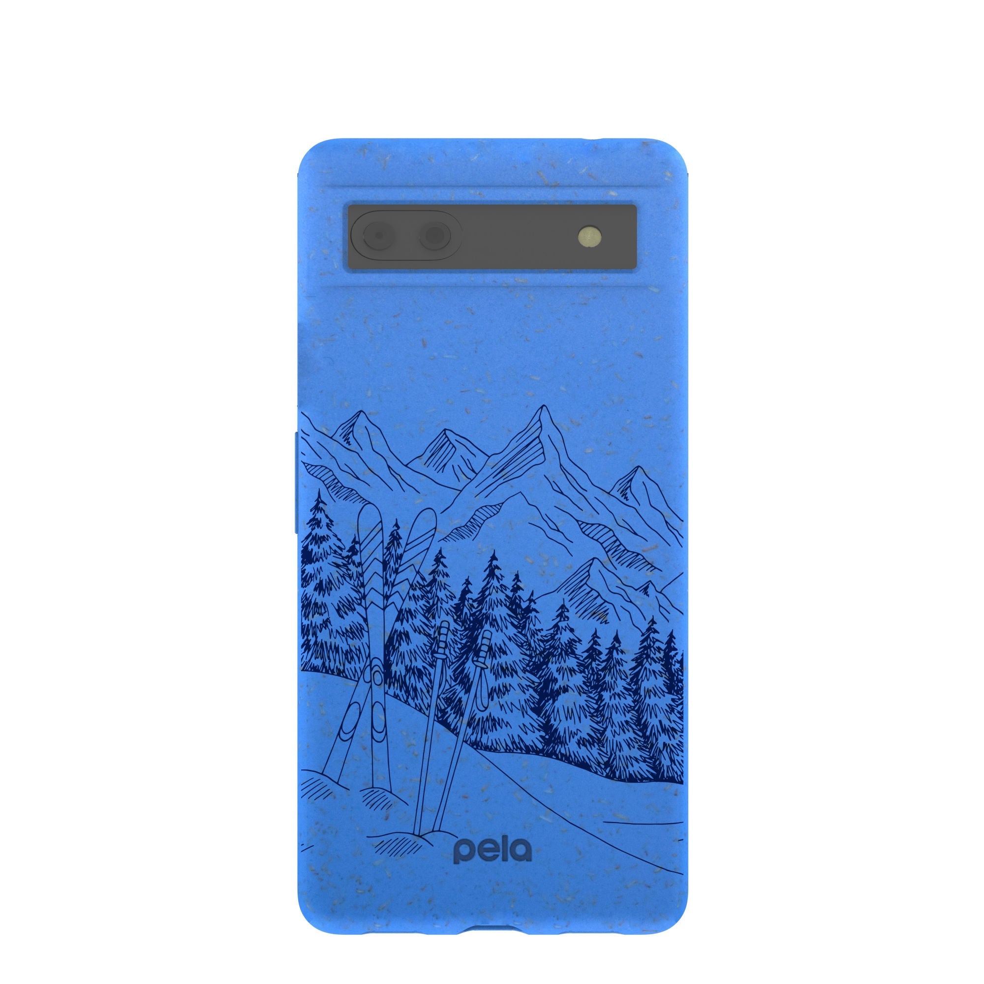 Electric Blue Backcountry Ski Google Pixel 6a Case Refurbished - Pela Case refurbished available on Cerqular