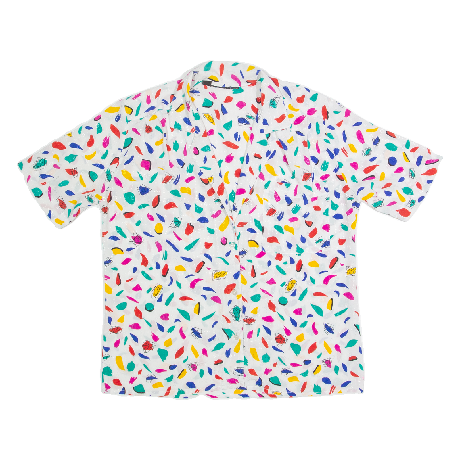 Sheer Womens Printed Shirt White Collared Crazy Pattern S Refurbished - N/A refurbished available on Cerqular