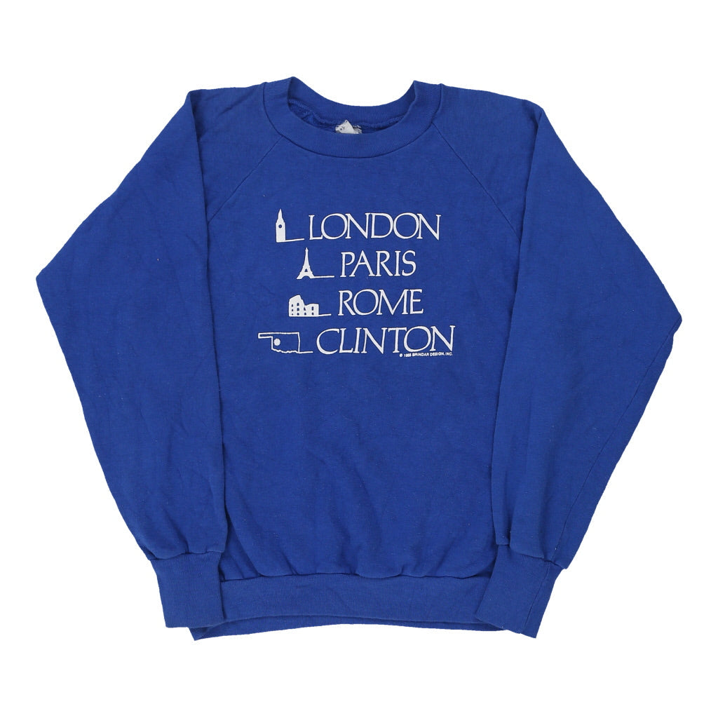 Unbranded Graphic Sweatshirt - Large Blue Cotton Blend | Size: large Refurbished - Thrifted (note: this is a term often used to describe second- refurbished available on Cerqular