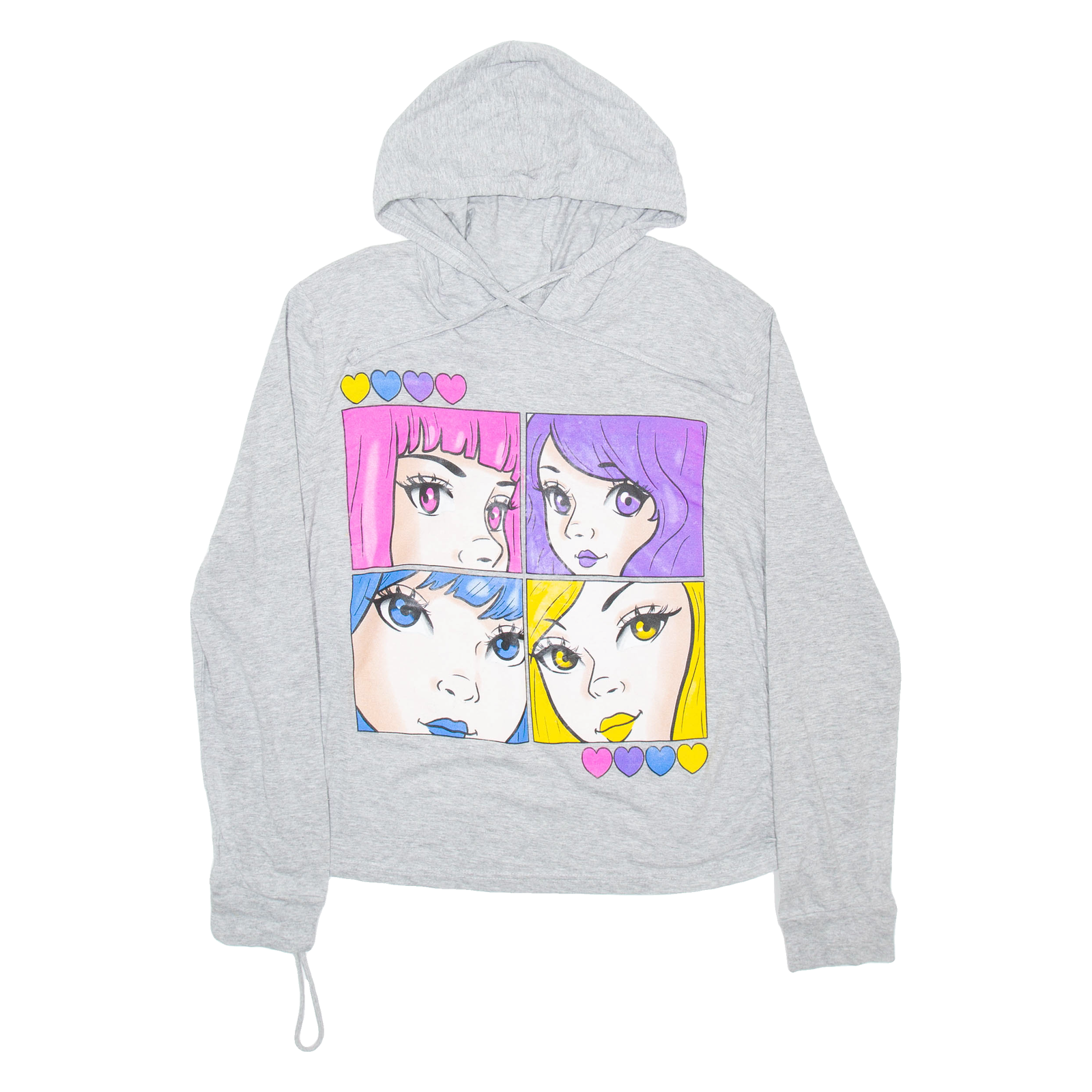 ONE FIRE Hooded Anime Style Womens T-Shirt Grey Long Sleeve M Refurbished - N/A refurbished available on Cerqular