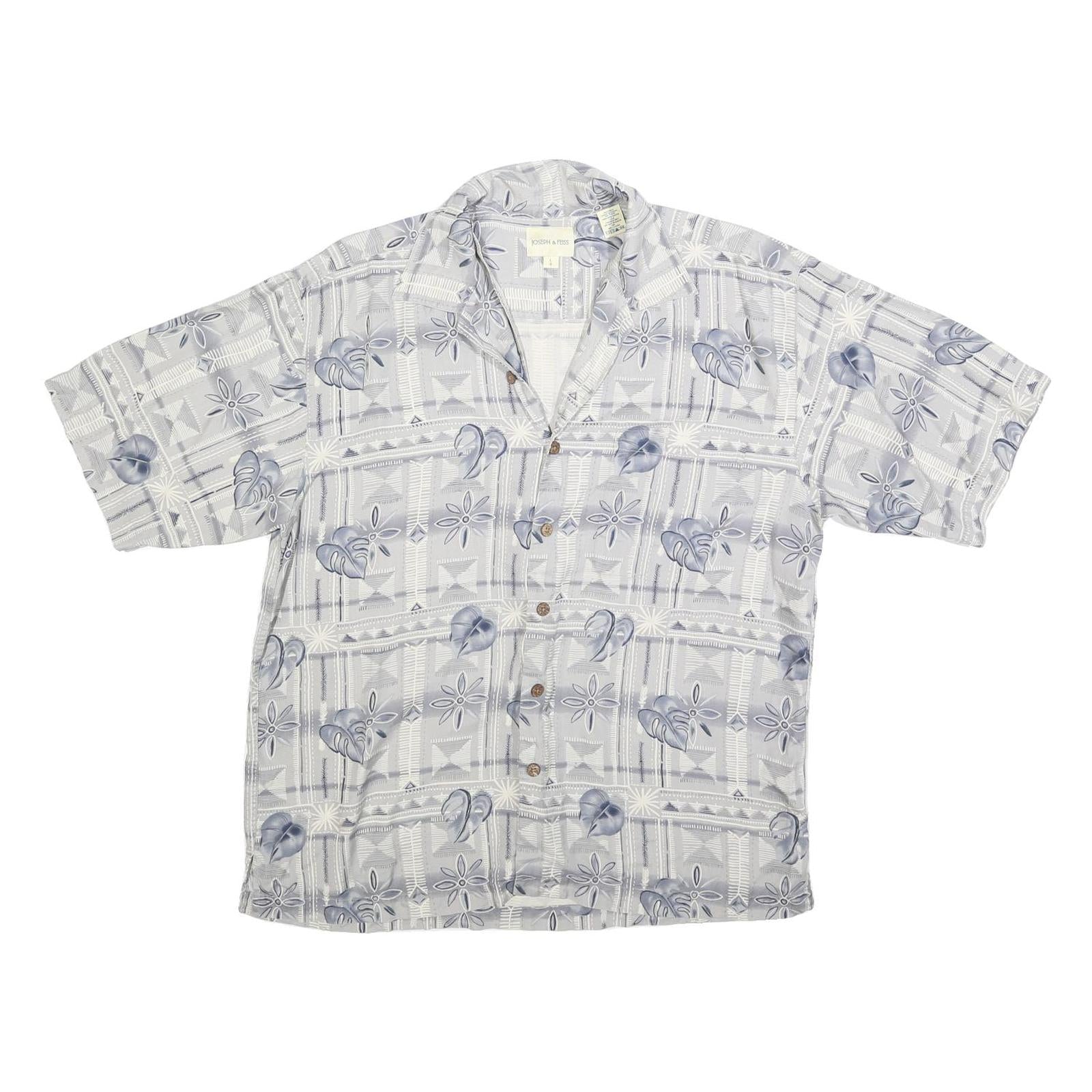 JOSEPH & FEISS Mens Grey & Blue Patterned Silk Shirt L Summer Casual Refurbished - N/A refurbished available on Cerqular