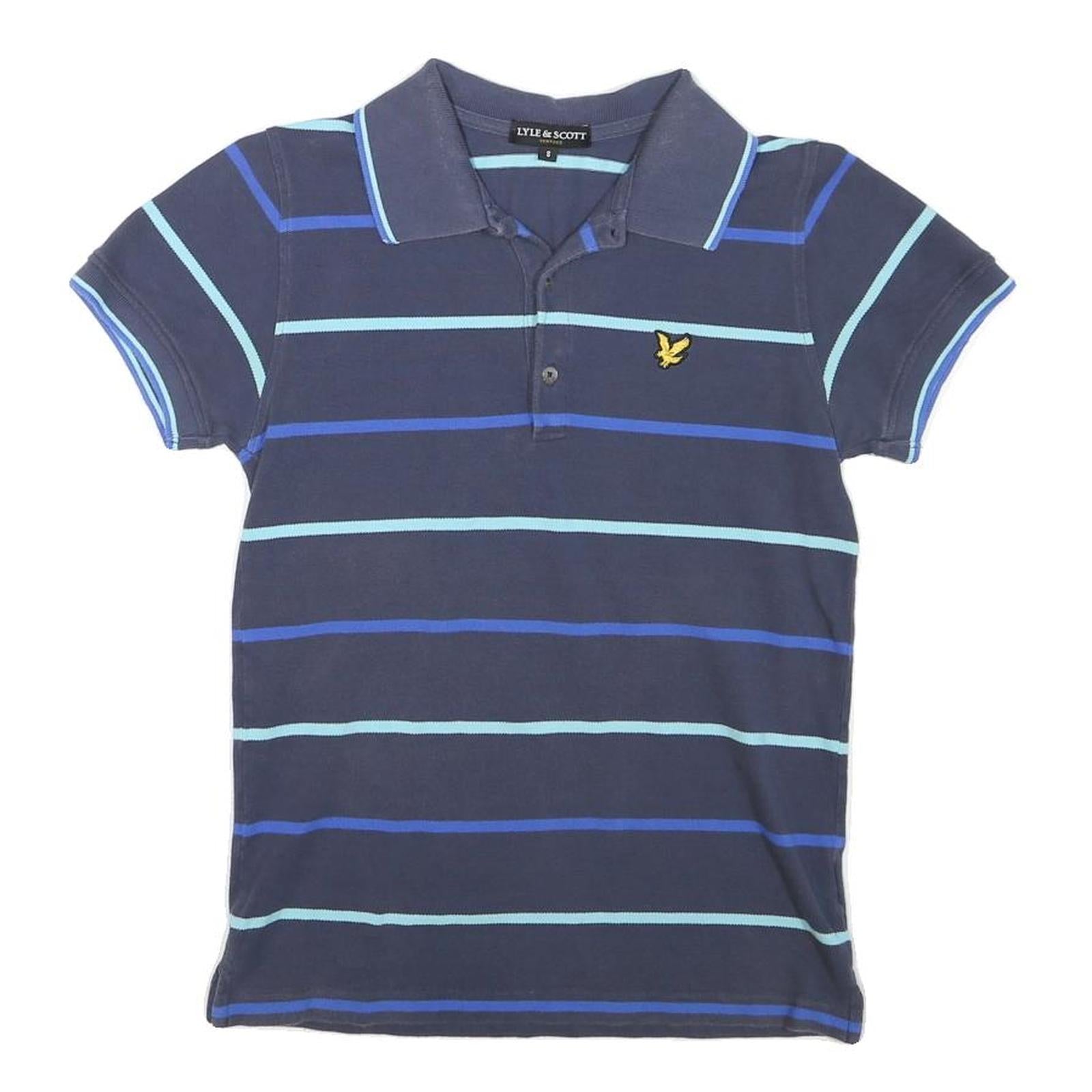 LYLE & SCOTT Mens Blue & Light Blue Striped Short Sleeve Polo Shirt S Cotton Refurbished - N/A refurbished available on Cerqular