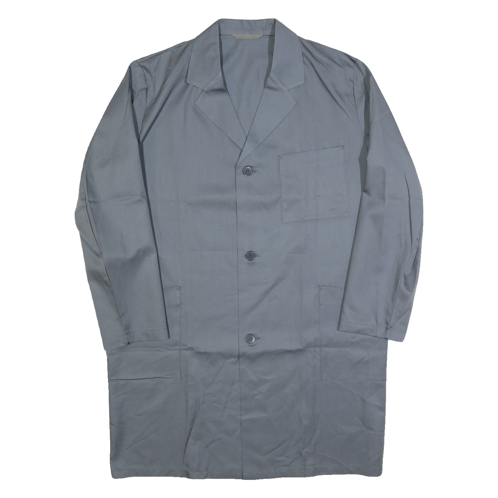 Mens Grey Cotton Blend Button Jacket L Plain Classic Workwear Refurbished - N/A refurbished available on Cerqular