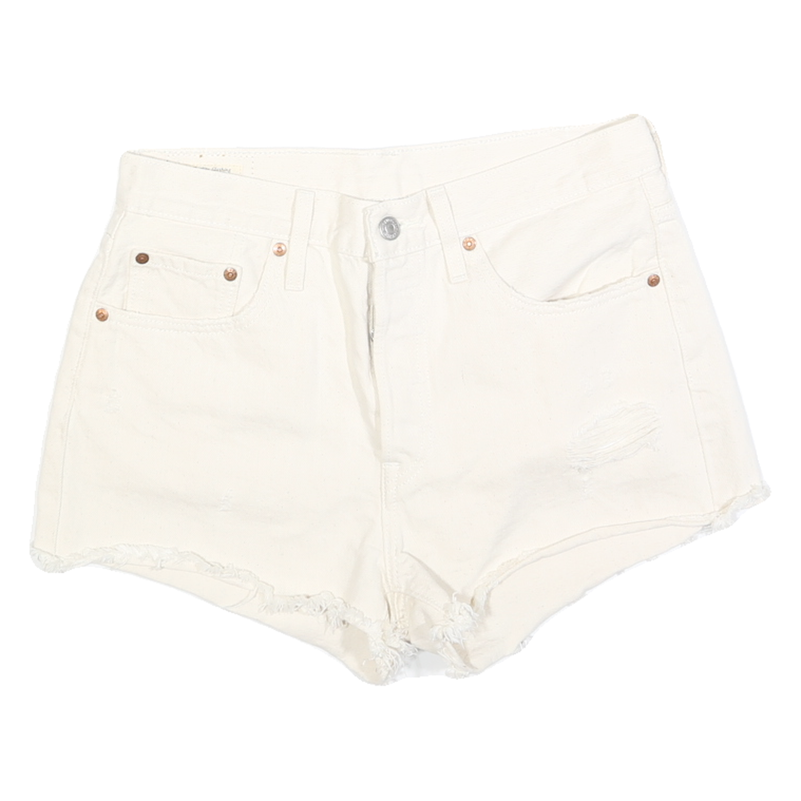 LEVI'S Womens Denim White Cut-Off Shorts S W28 Button Closure Casual Fit Refurbished - N/A refurbished available on Cerqular