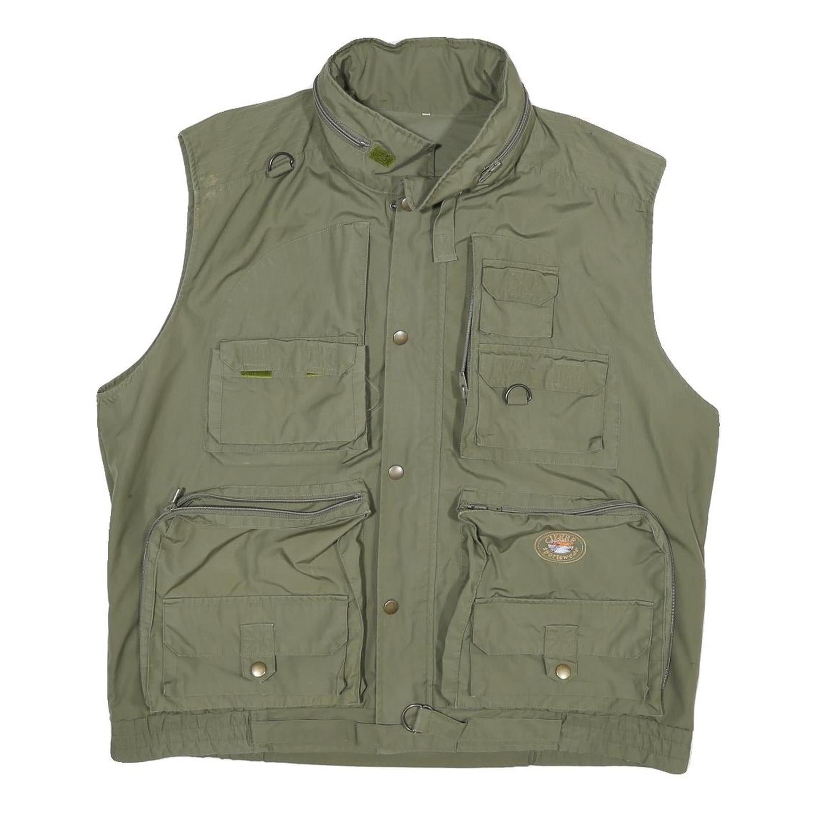 CIERRE SPORTWEAR Mens Green Utility Cotton Blend Gilet L Lightweight Zip Pocket Refurbished - N/A refurbished available on Cerqular