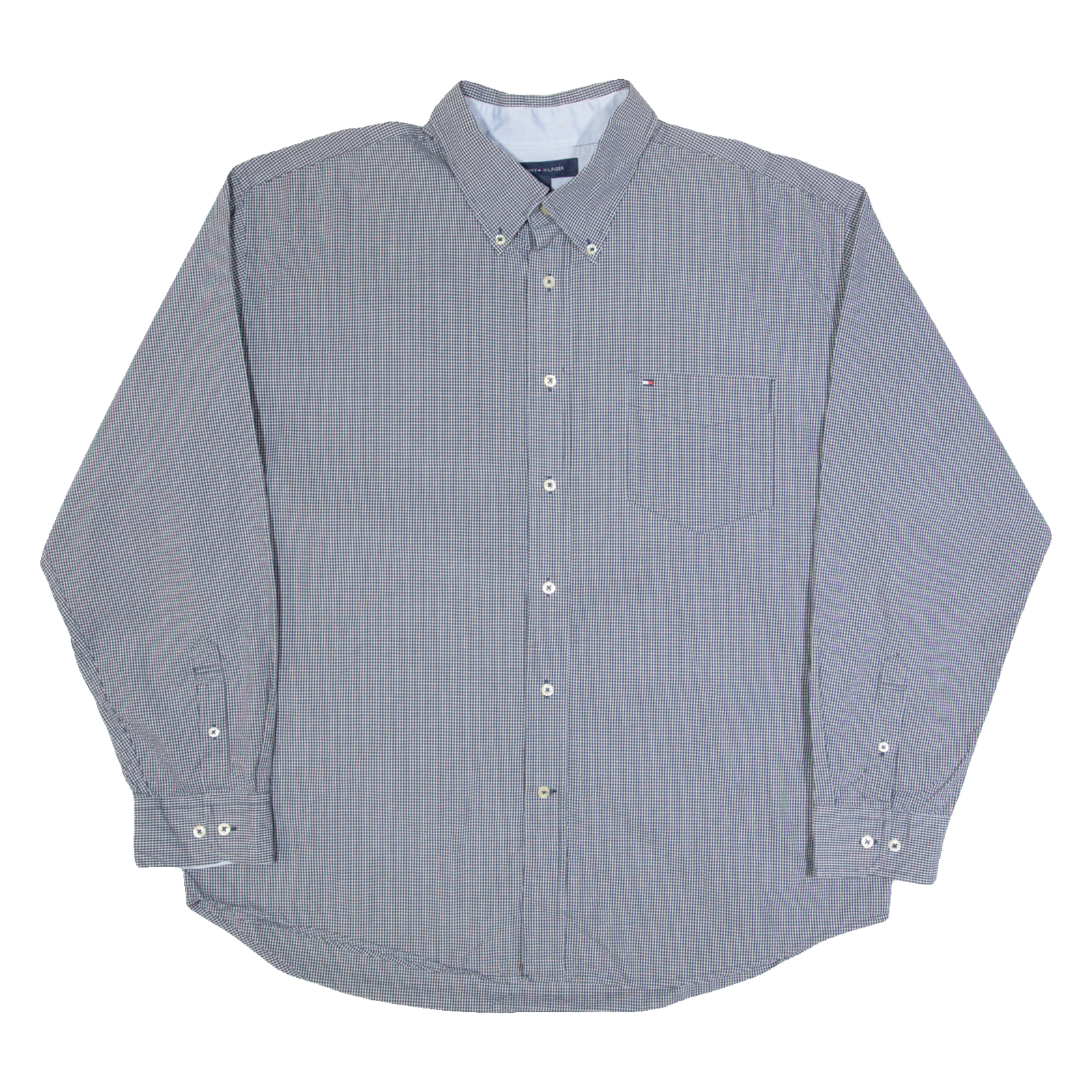 TOMMY HILFIGER Mens Shirt Blue Check Long Sleeve XL Refurbished - N/A refurbished available on Cerqular