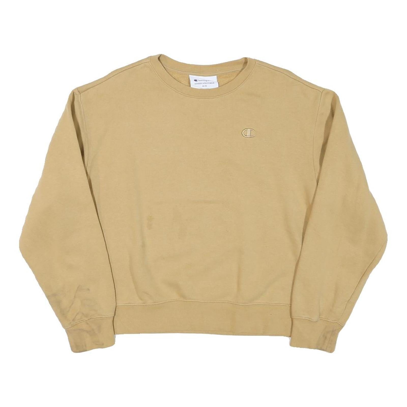 CHAMPION Womens Beige Crew Neck M Classic Logo Cotton Blend Pullover Sweatshirt Refurbished - N/A refurbished available on Cerqular