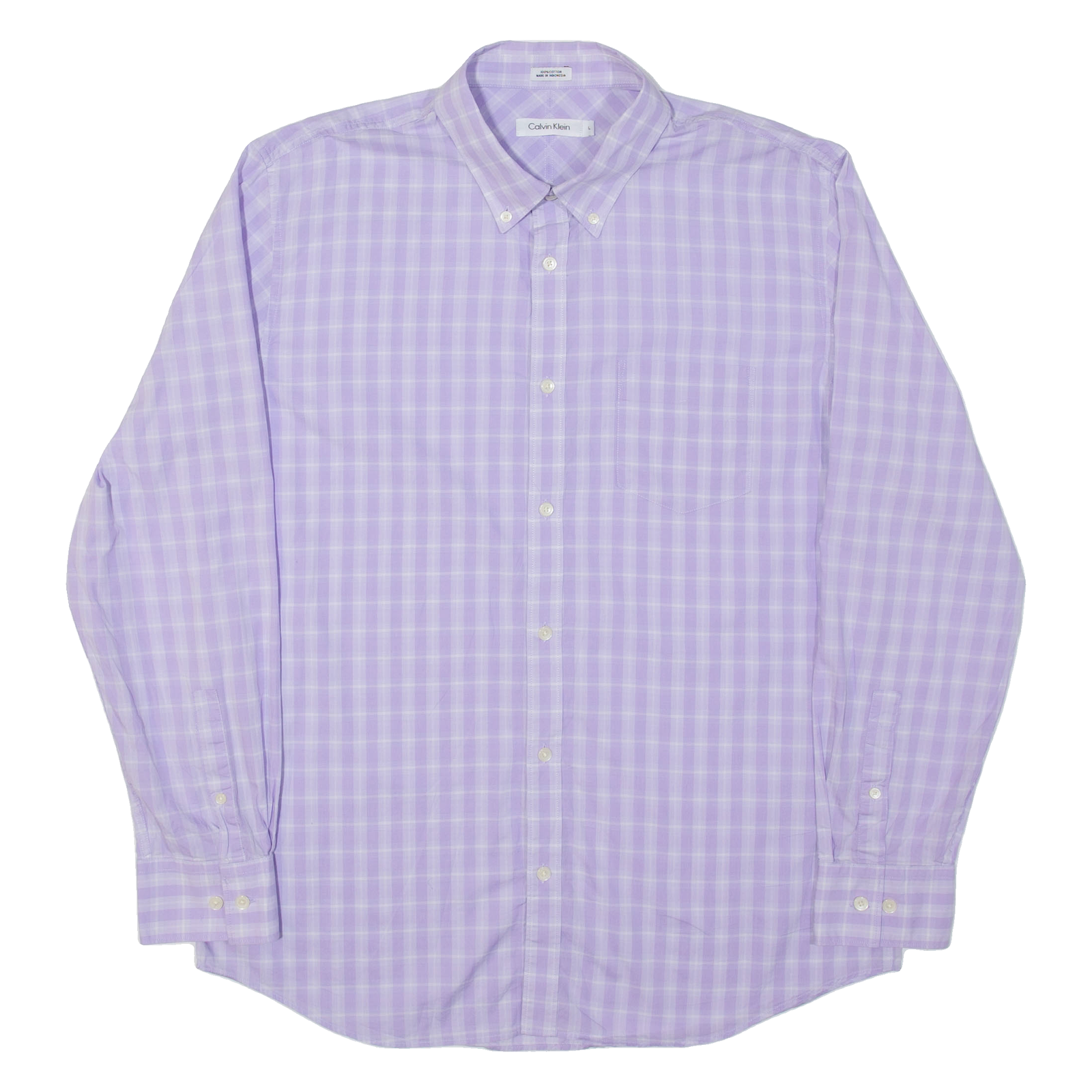 CALVIN KLEIN Mens Shirt Purple Plaid Long Sleeve L Refurbished - N/A refurbished available on Cerqular
