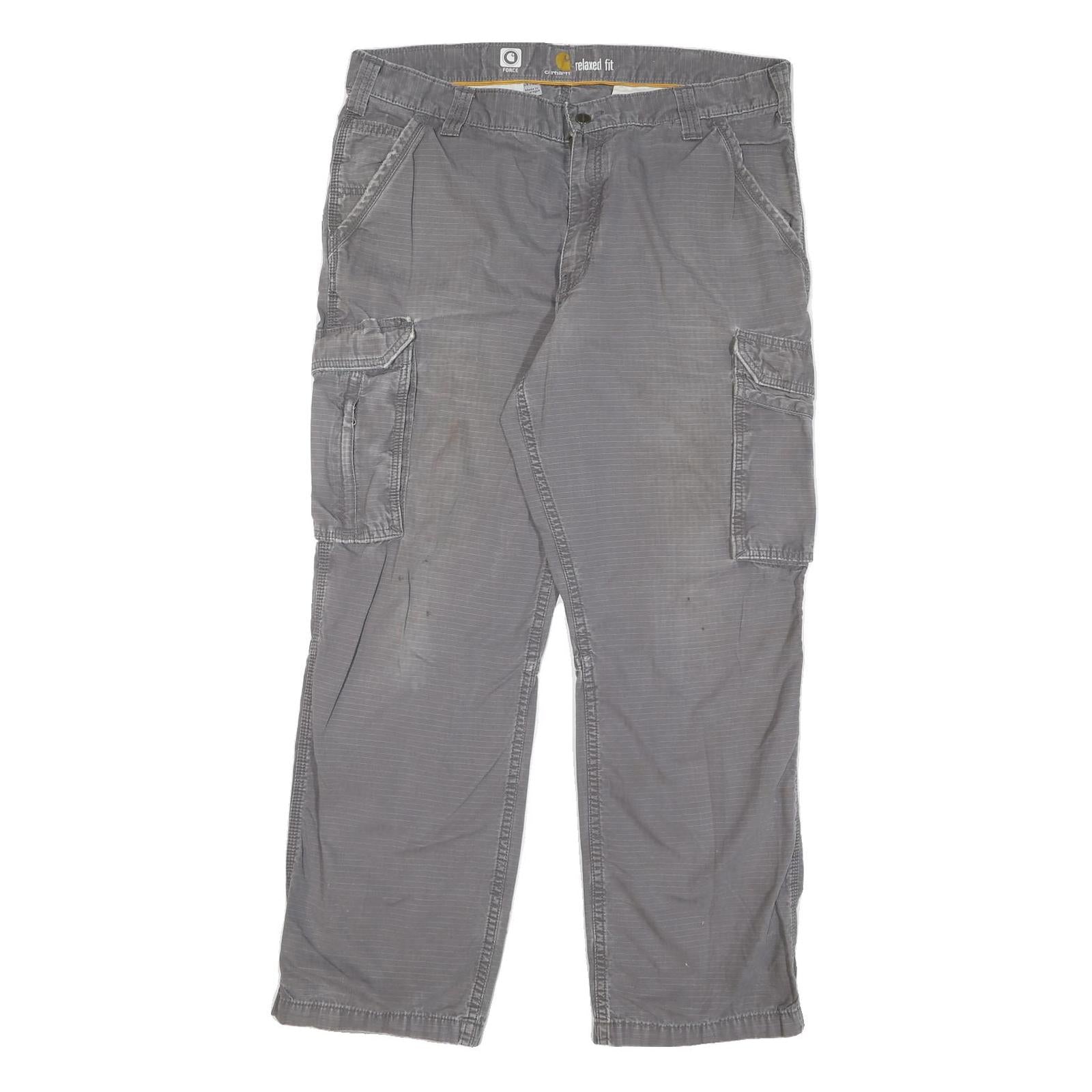 CARHARTT Mens Regular Grey Cotton Blend Cargo Trousers W38 L29 Workwear Relaxed Refurbished - N/A refurbished available on Cerqular