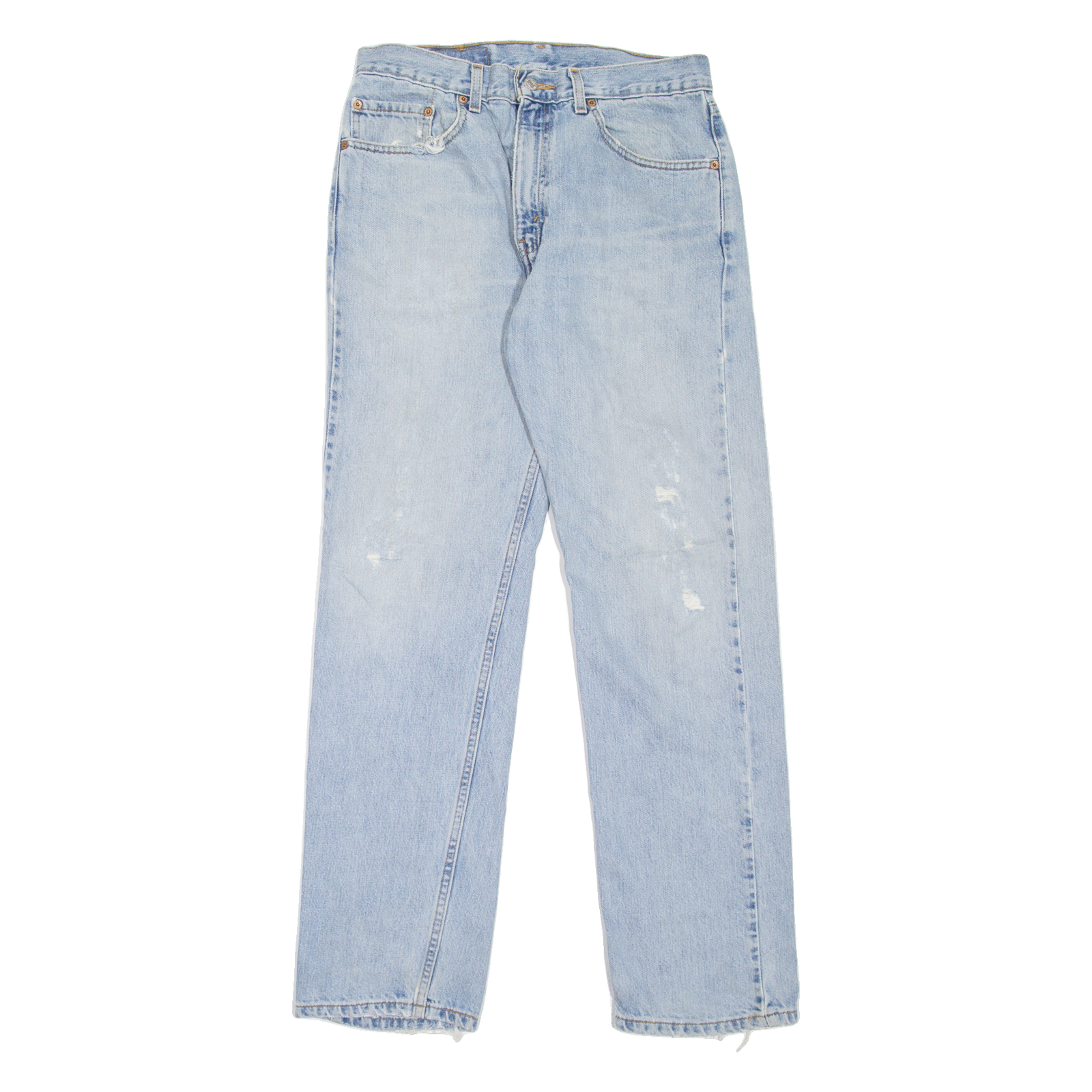 LEVI'S 505 Jeans Distressed Mens Blue Regular Straight Stone Wash W33 L32 Refurbished - N/A refurbished available on Cerqular