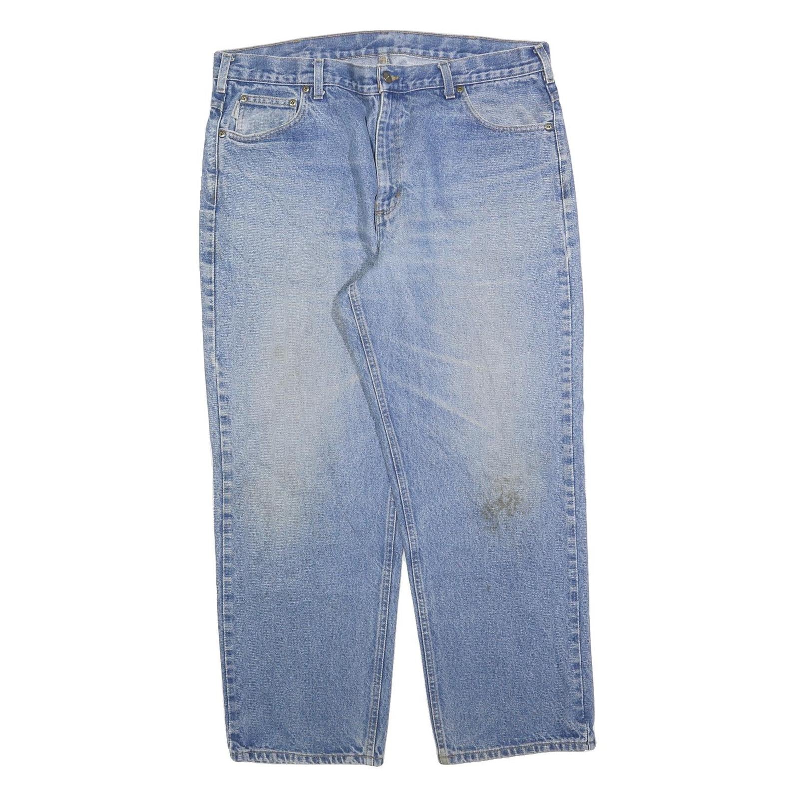CARHARTT Mens Relaxed Cotton Blend Denim Light Blue Jeans W40 L30 Workwear Zip Refurbished - N/A refurbished available on Cerqular