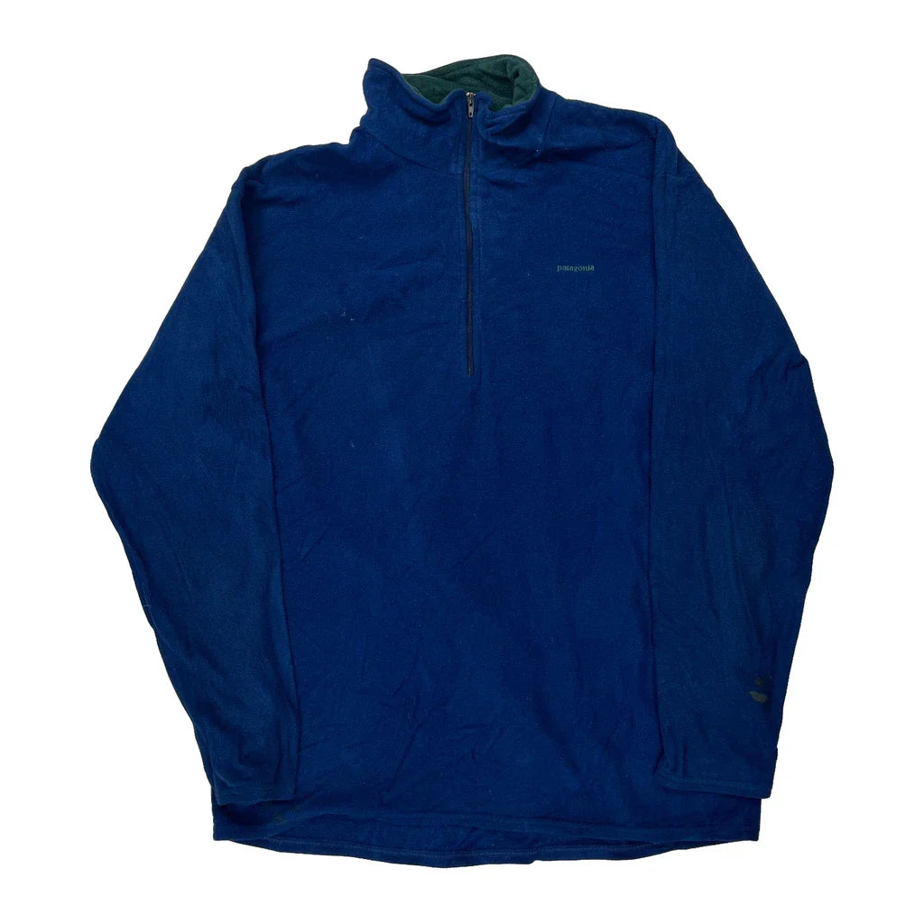 Made In USA Patagonia Capilene Fleece - Large Blue Polyester Refurbished - Thrifted (note: this is a term often used to describe second- refurbished available on Cerqular