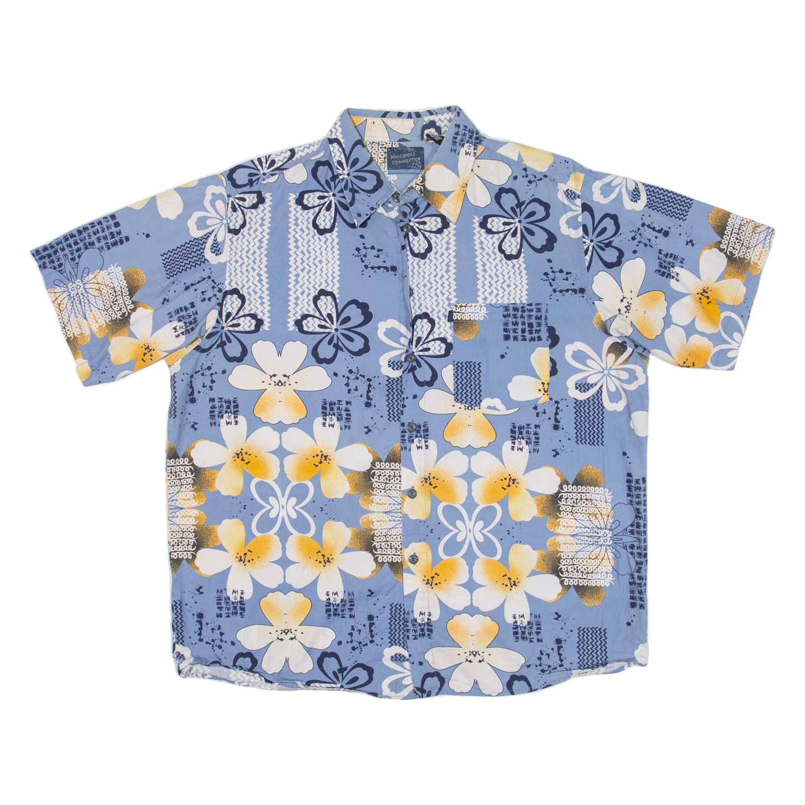 PINEAPPLE CONNECTION Mens Hawaiian Shirt Blue Floral XL Refurbished - N/A refurbished available on Cerqular
