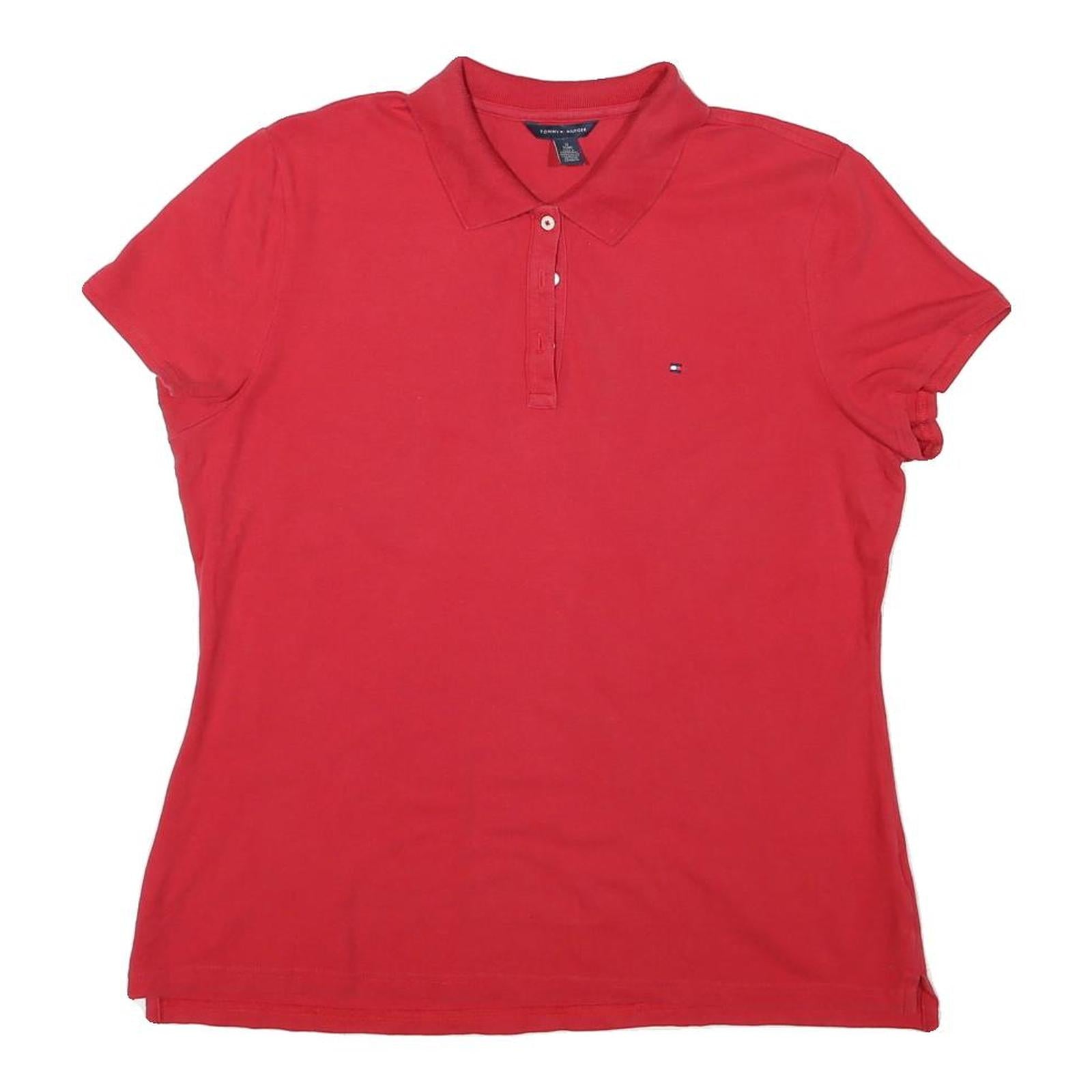 TOMMY HILFIGER Womens Red Polo Shirt XL Cotton Blend Short Sleeve Classic Refurbished - N/A refurbished available on Cerqular