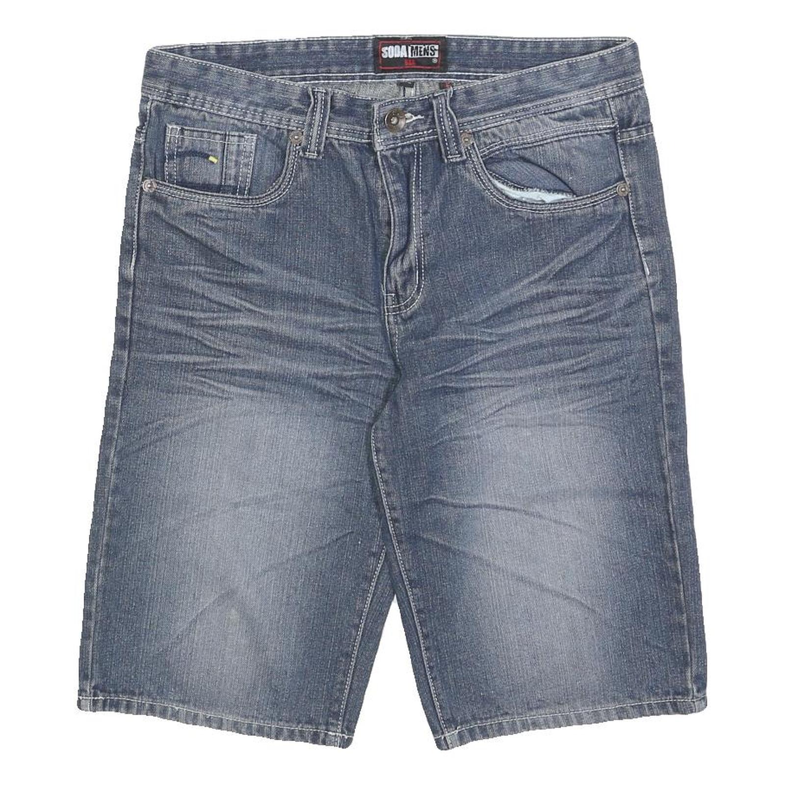SODA MENS Denim Blue Casual Shorts M W32 Cotton Blend Stylish Comfortable Refurbished - N/A refurbished available on Cerqular