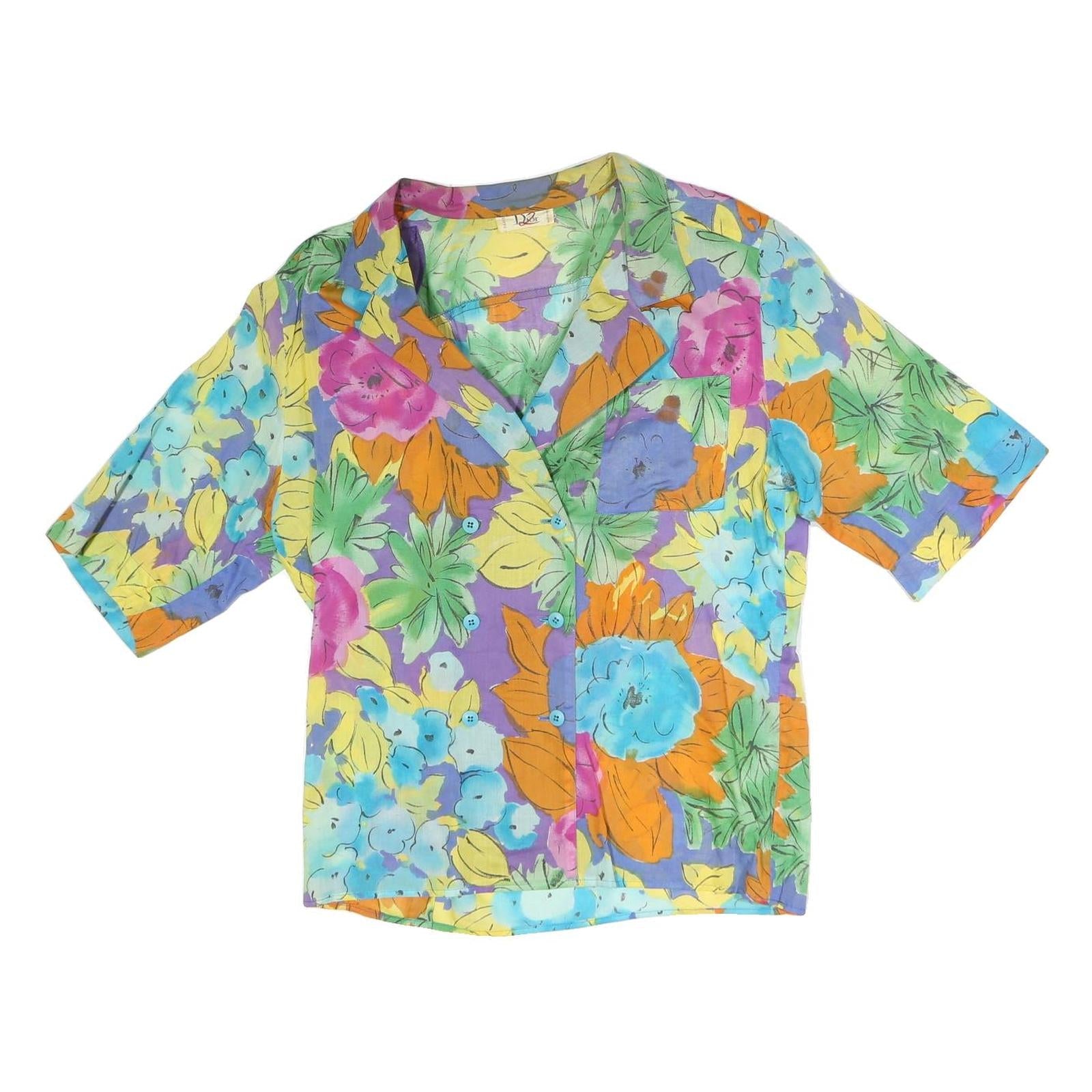 DIOR2 Womens Multicolour Floral Printed Shirt Short Sleeve Collared L Summer Refurbished - N/A refurbished available on Cerqular
