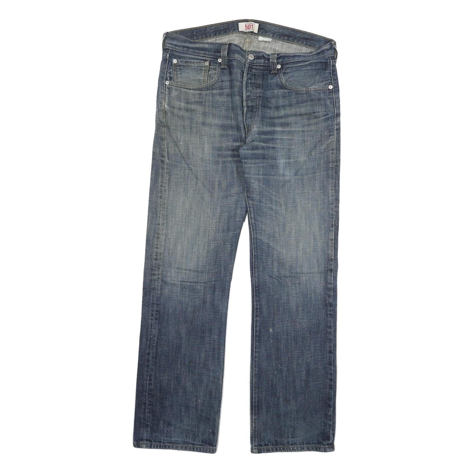 LEVI'S 501 Mens Jeans Blue Regular Straight Denim Medium W34 L31 Classic Button Refurbished - N/A refurbished available on Cerqular