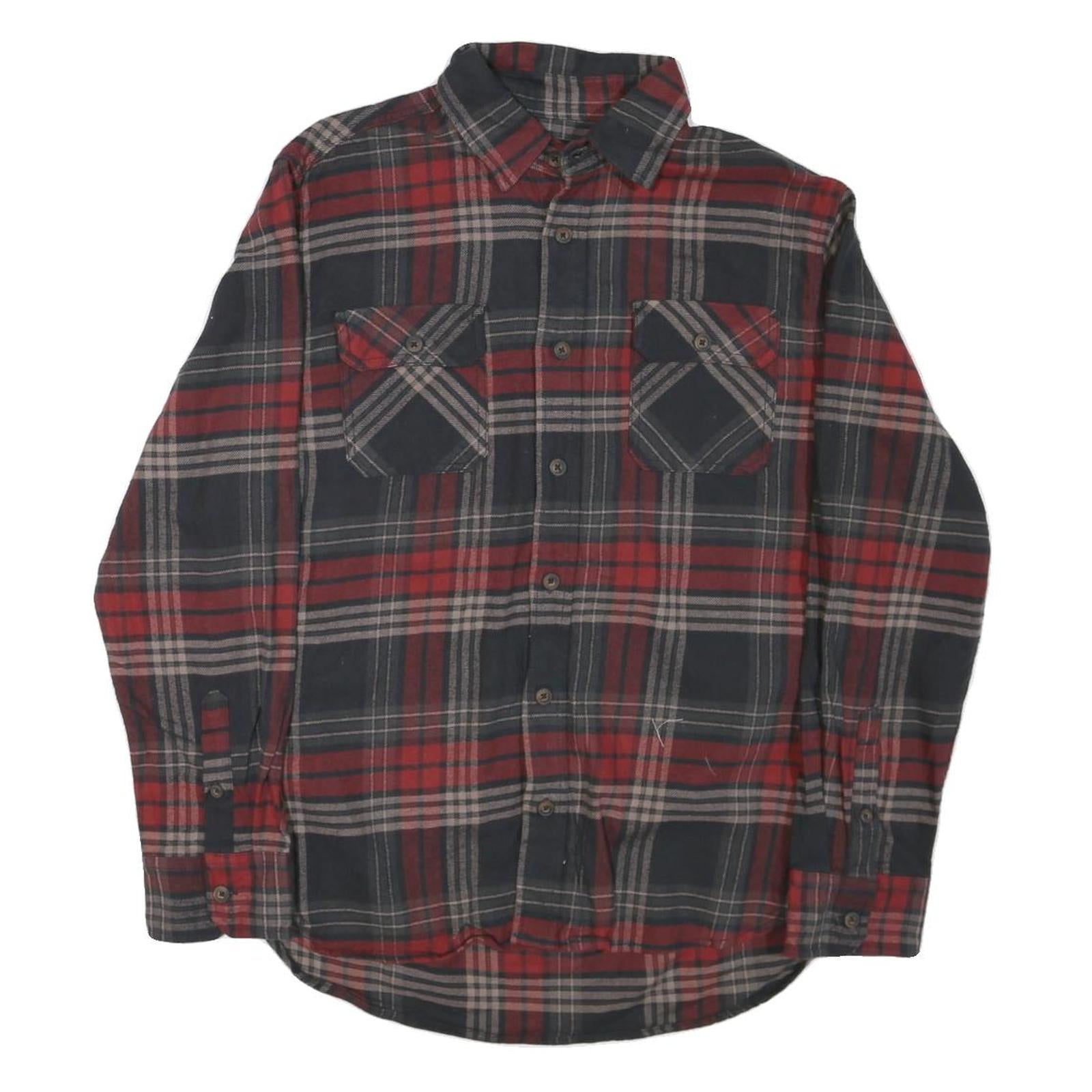 JACHS Mens Red & Grey Check Shirt M Cotton Blend Long Sleeve Casual Refurbished - N/A refurbished available on Cerqular