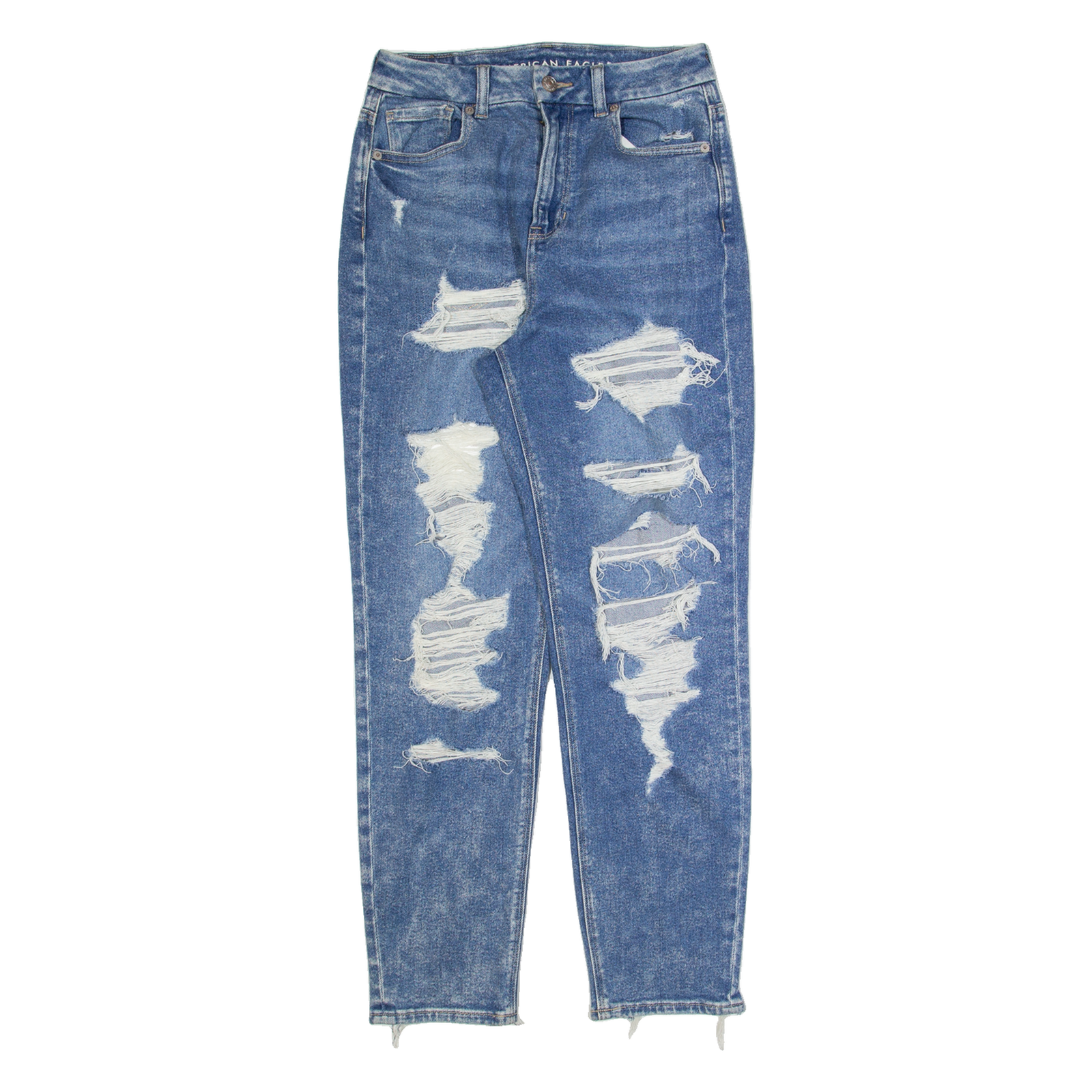 AMERICAN EAGLE Distressed Womens Jeans Blue Regular Mom Stone Wash W26 L28 Refurbished - N/A refurbished available on Cerqular