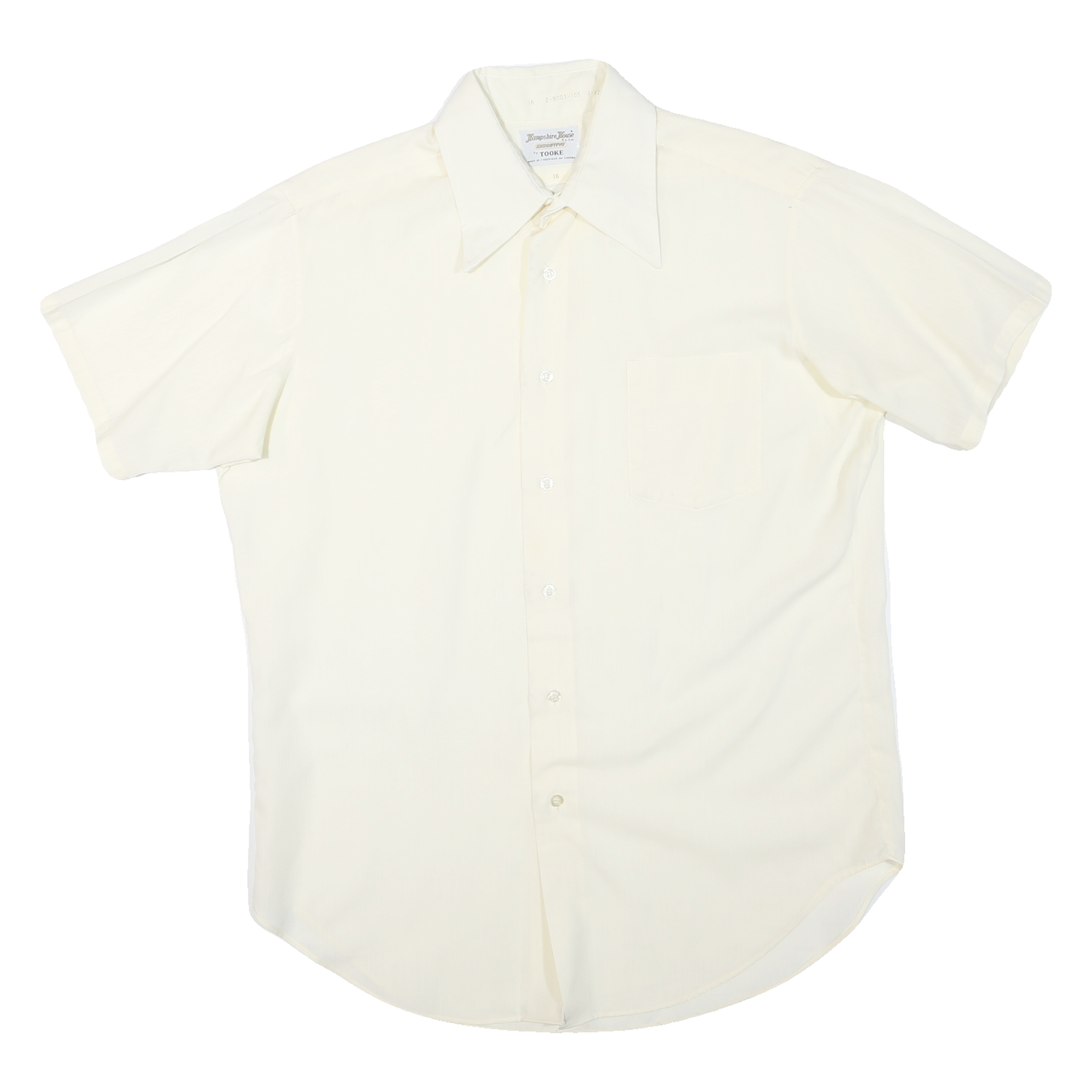 Mens Cream Shirt L Short Sleeve Polyester Blend Button Closure Plain Refurbished - N/A refurbished available on Cerqular
