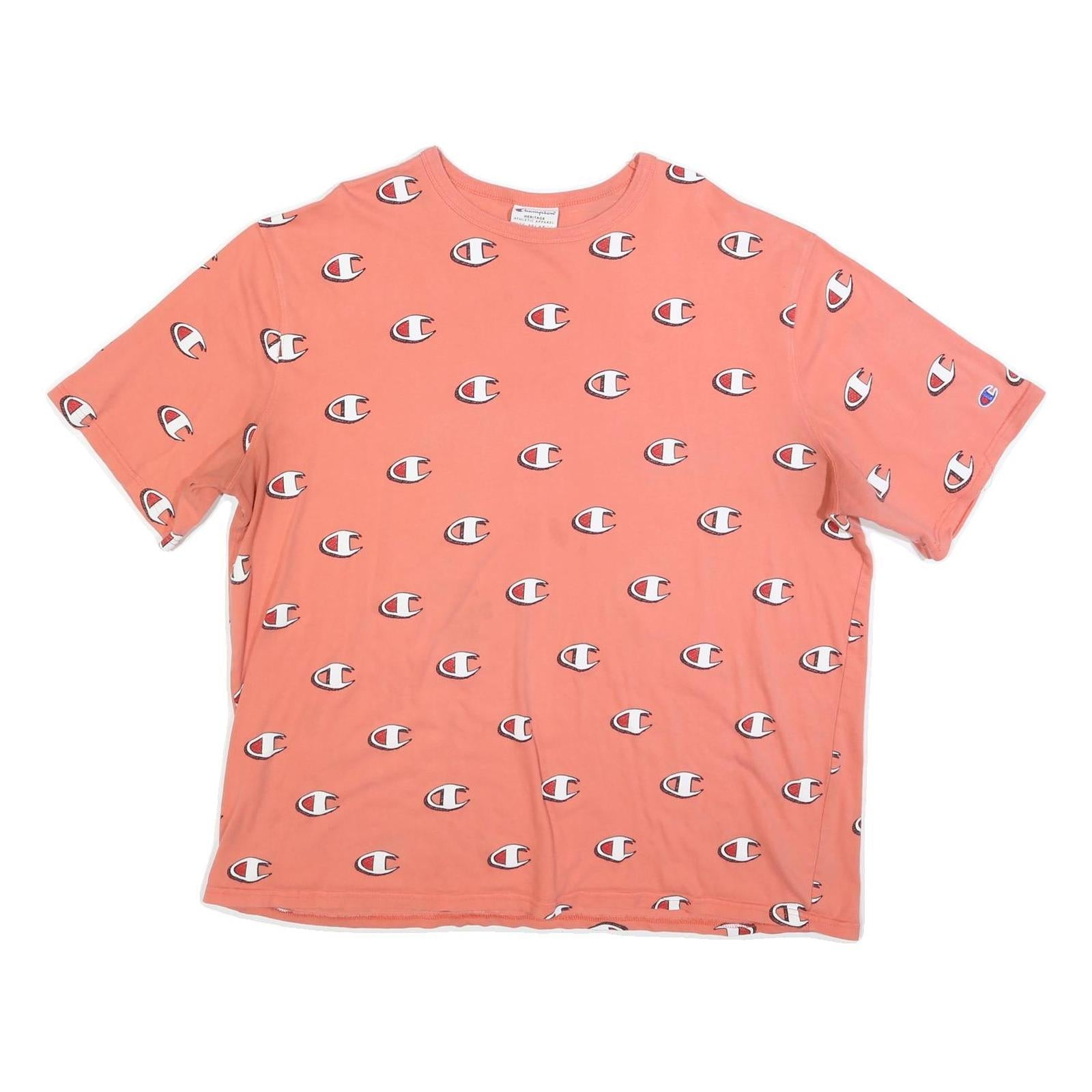 CHAMPION Womens Coral Pink Graphic T-Shirt 3XL Short Sleeve Crew Neck Cotton Refurbished - N/A refurbished available on Cerqular