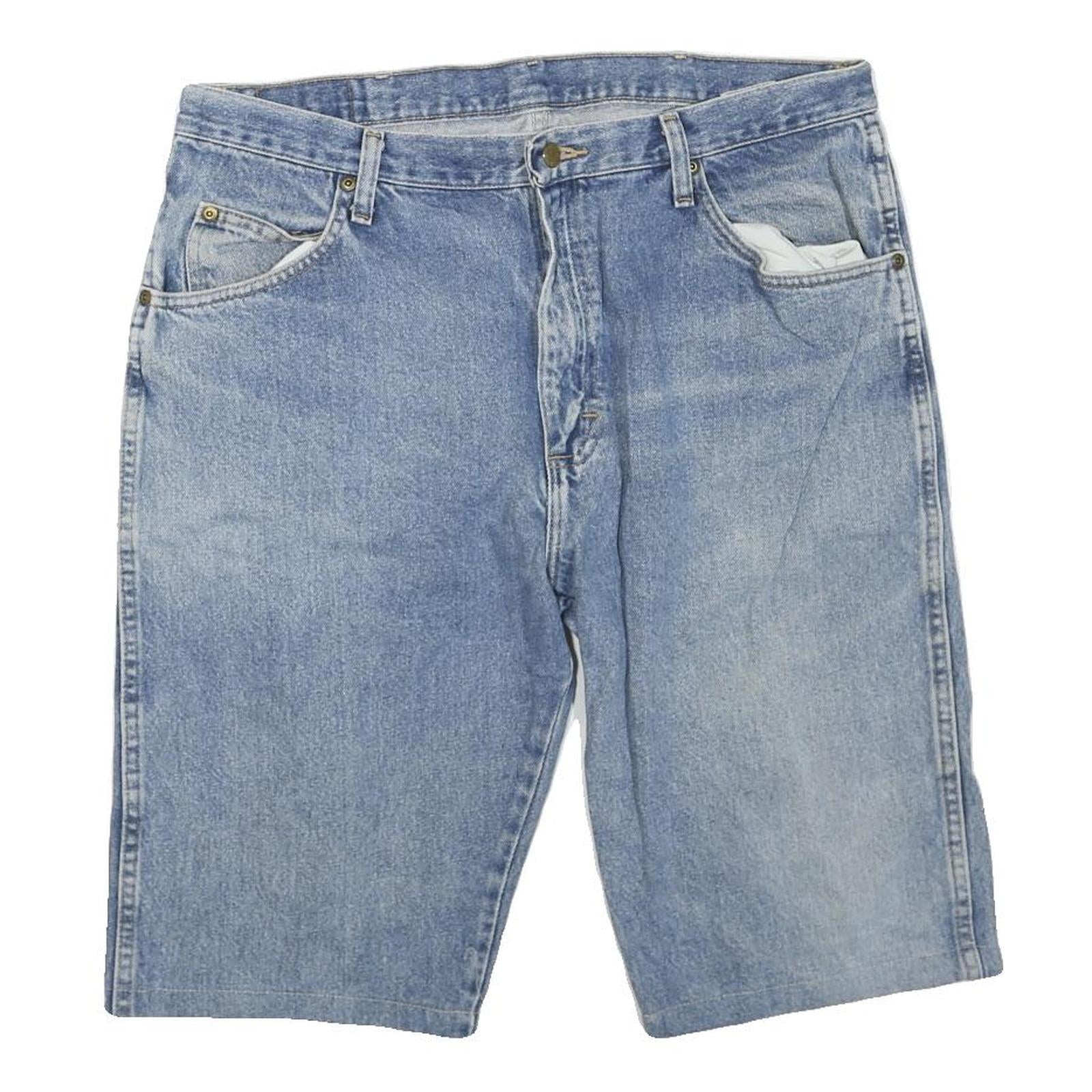 WRANGLER Mens Denim Blue Shorts L W38 Classic Fit Cotton Blend Casual Pocketed Refurbished - N/A refurbished available on Cerqular