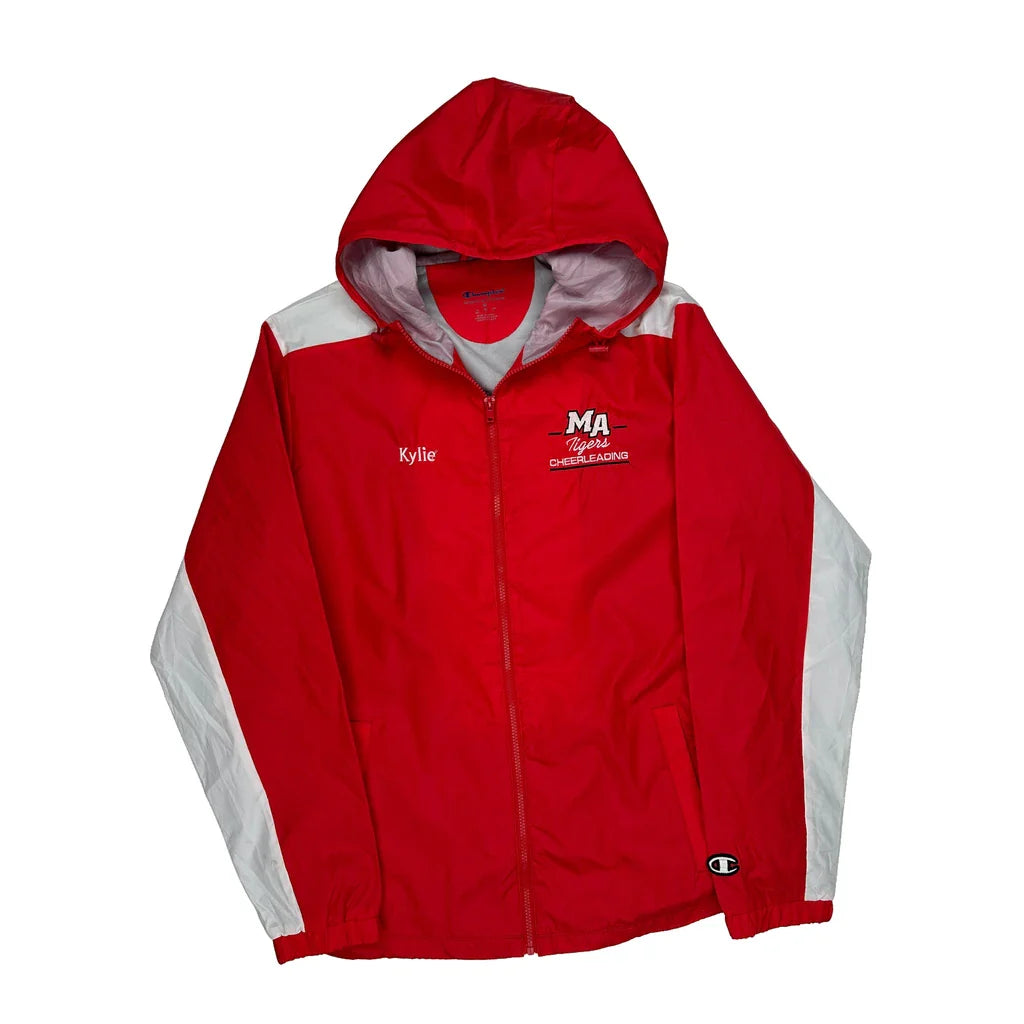 Cheerleading Champion Windbreaker - Medium Red Polyester Refurbished - Thrifted (note: this is a term often used to describe second- refurbished available on Cerqular