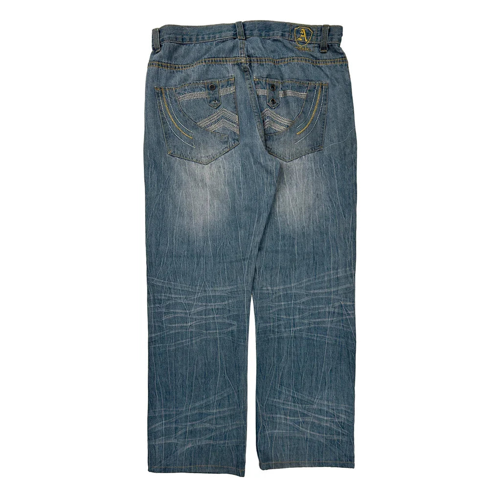 Unbranded Jeans - 36W 34L Blue Cotton Refurbished - Thrifted (note: this is a term often used to describe second- refurbished available on Cerqular