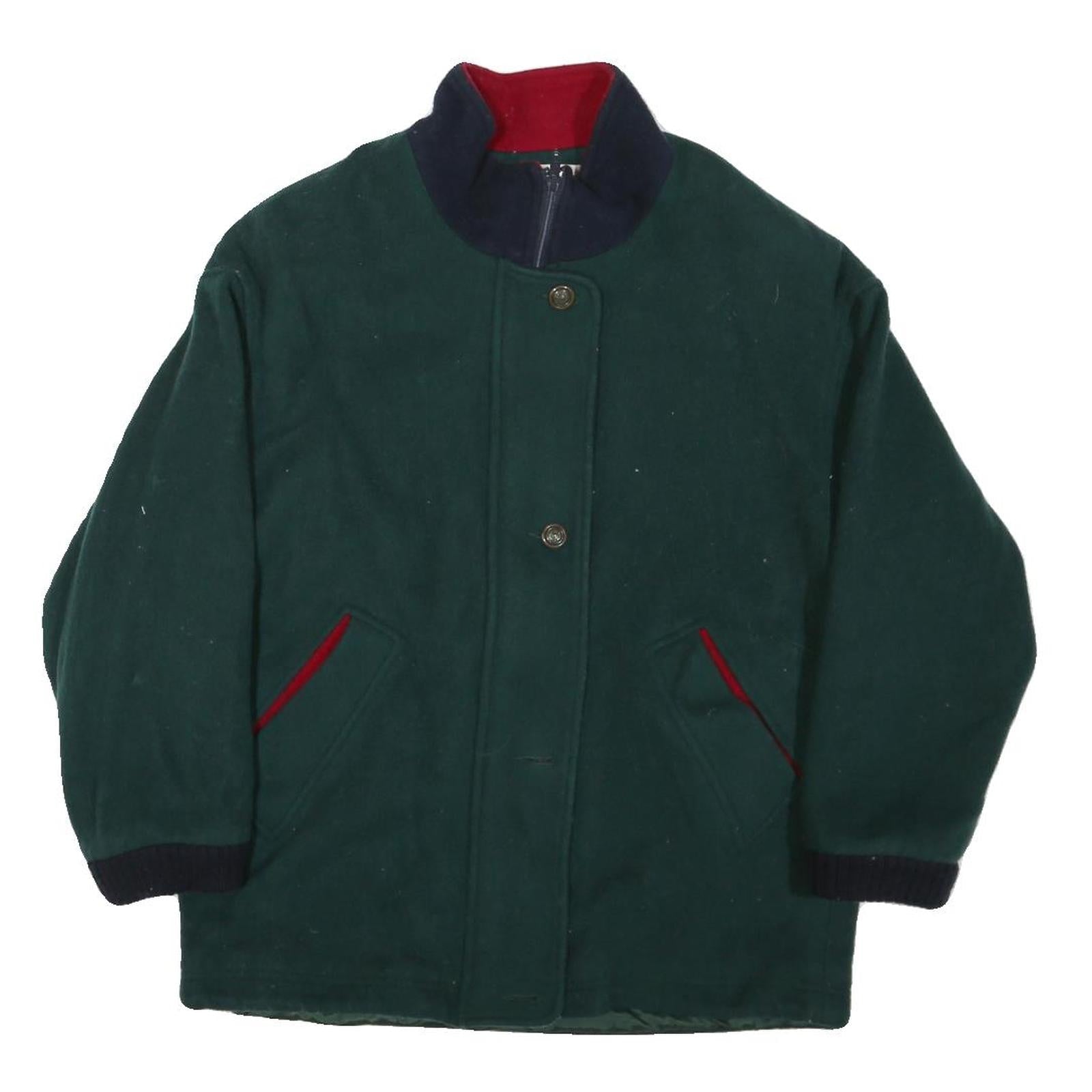 KRISTEN BLAKE Womens Green & Navy Contrast Collar Zip Jacket XS Cotton Blend Refurbished - N/A refurbished available on Cerqular