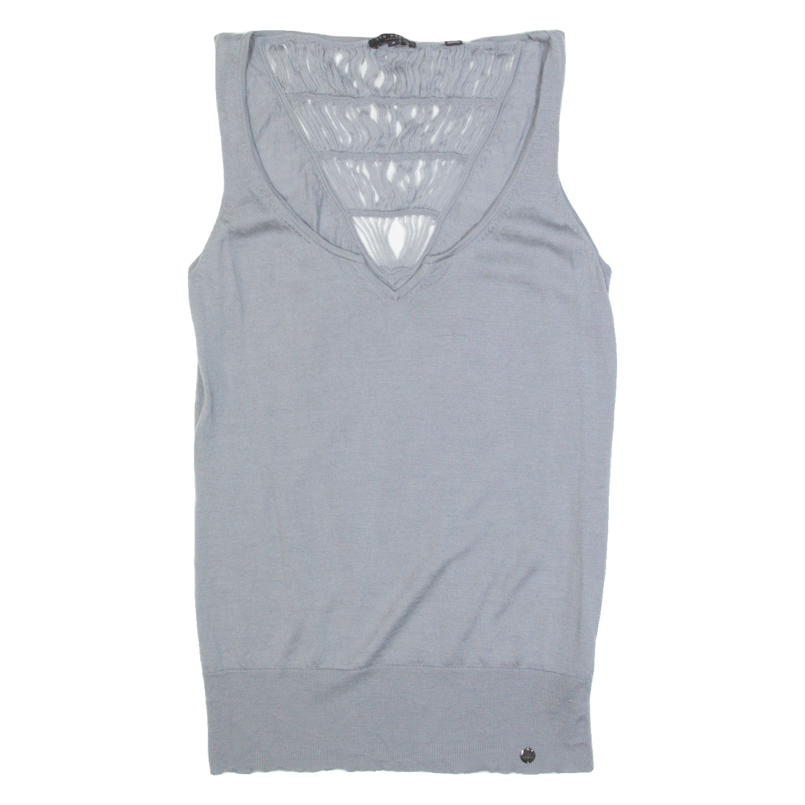 TED BAKER Womens Vest Grey V-Neck Sleeveless Wool L Refurbished - N/A refurbished available on Cerqular