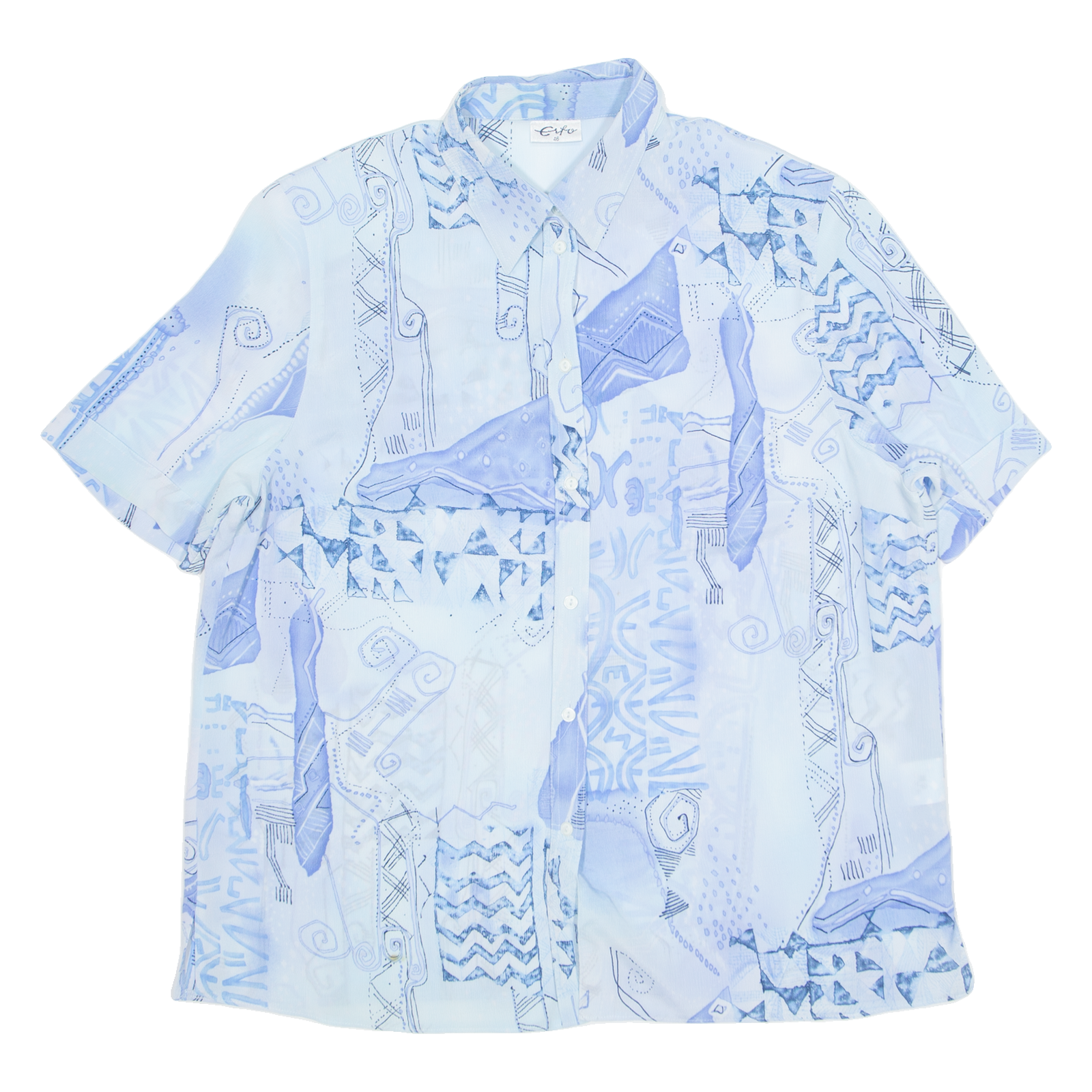 ERFO Womens Printed Shirt Blue Collared Crazy Pattern L Refurbished - N/A refurbished available on Cerqular