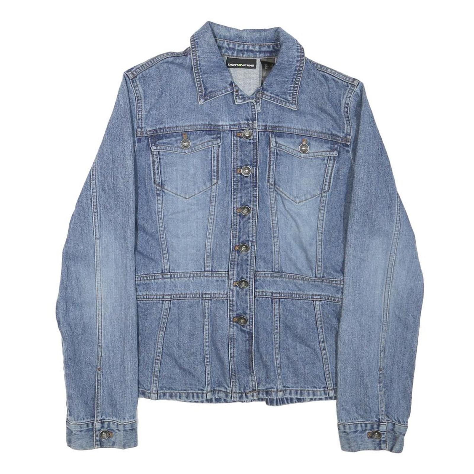 DKNY Womens Blue Denim Cotton Blend Button Jacket S Classic Fit Casual Outerwear Refurbished - N/A refurbished available on Cerqular