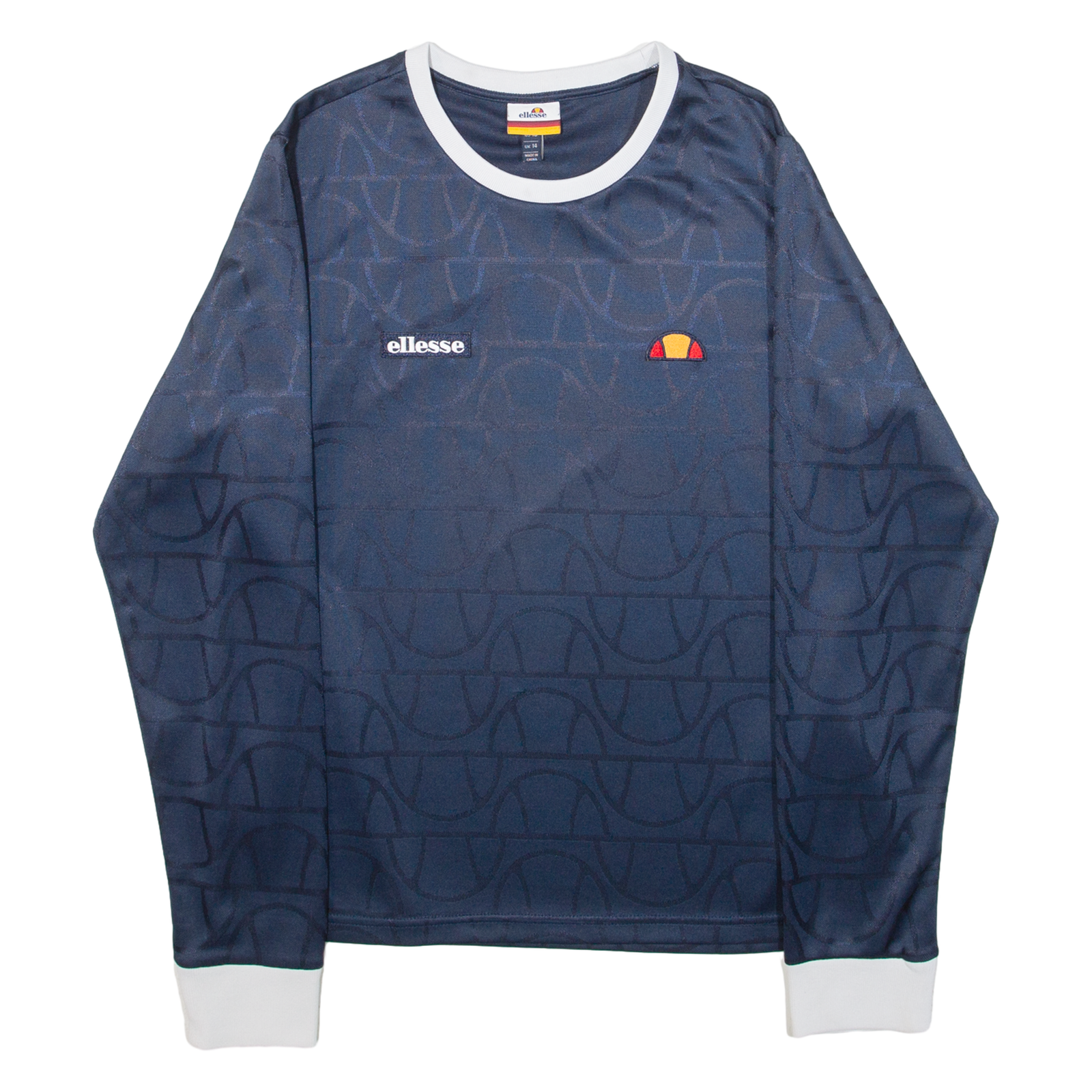 ELLESSE Patterned Womens T-Shirt Blue Long Sleeve UK 14 Refurbished - N/A refurbished available on Cerqular