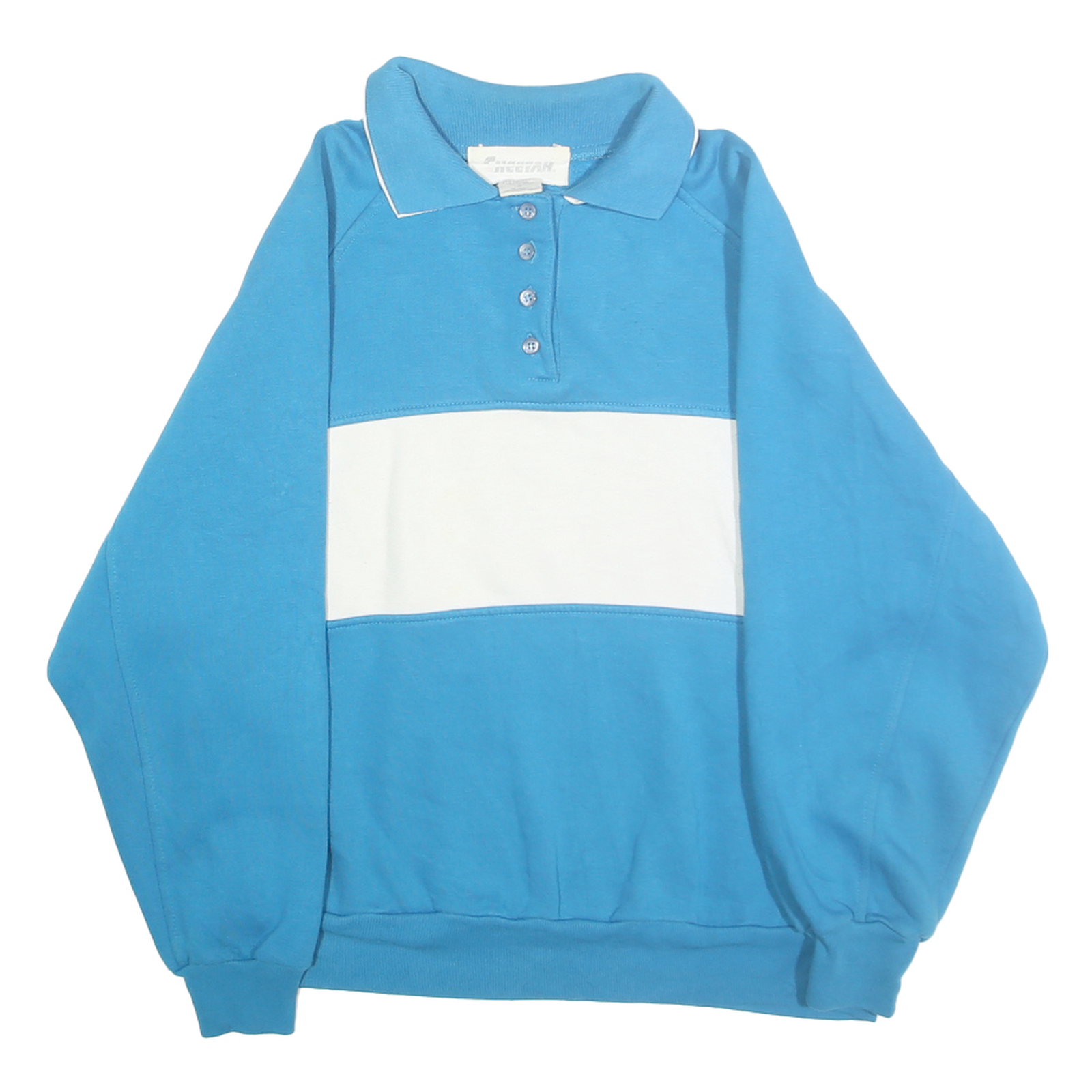 CHEETAH Womens Blue & White Collared S Sweatshirt Polyester Blend Pullover Refurbished - N/A refurbished available on Cerqular