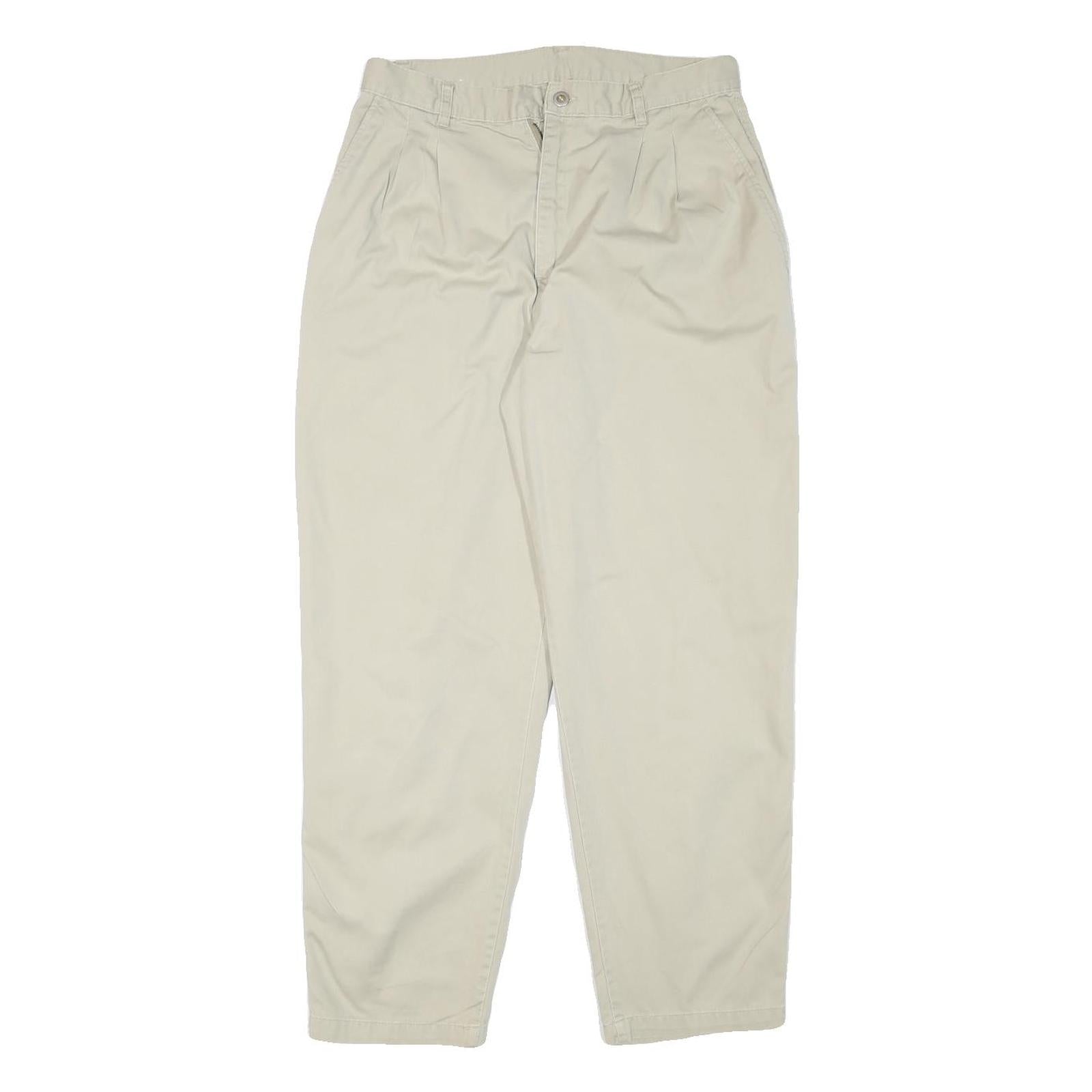 Mens Cotton Blend Beige Relaxed Trousers W30 L27 Casual Zip Closure Plain Refurbished - N/A refurbished available on Cerqular