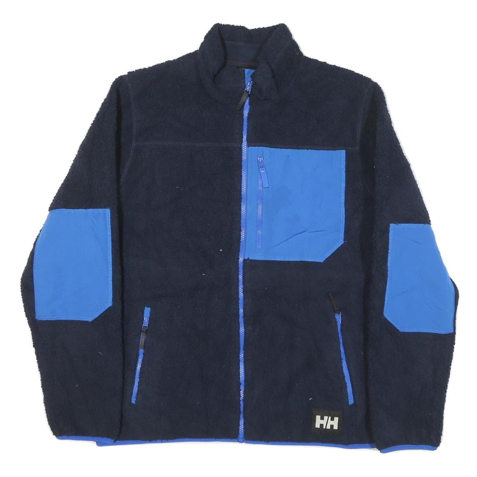 HELLY HANSEN Mens Navy Blue Zip Jacket L Cotton Blend Contrast Pockets Refurbished - N/A refurbished available on Cerqular