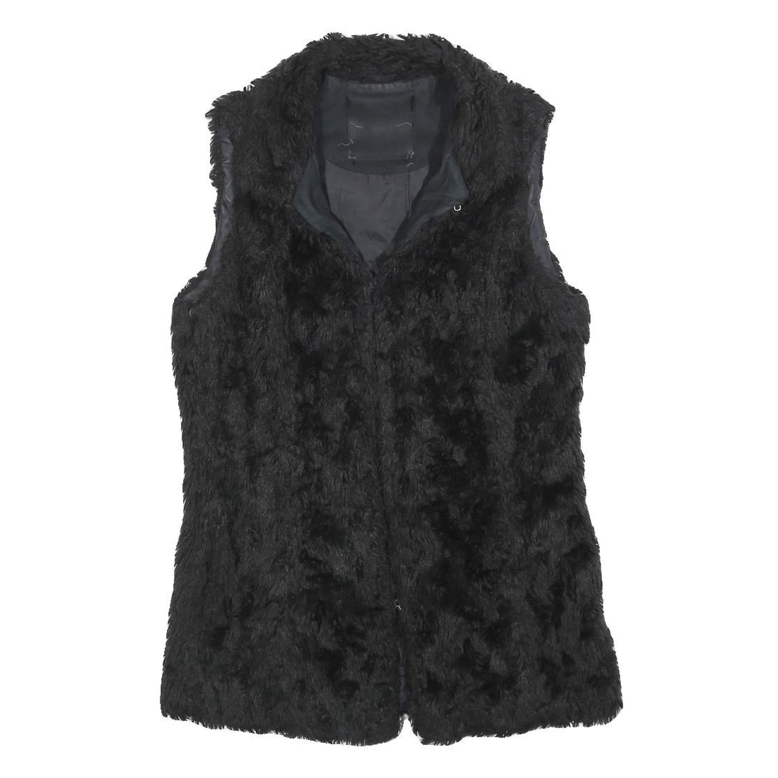 Womens Black Faux Fur Jacket S Polyester Blend Button Closure Soft Refurbished - N/A refurbished available on Cerqular