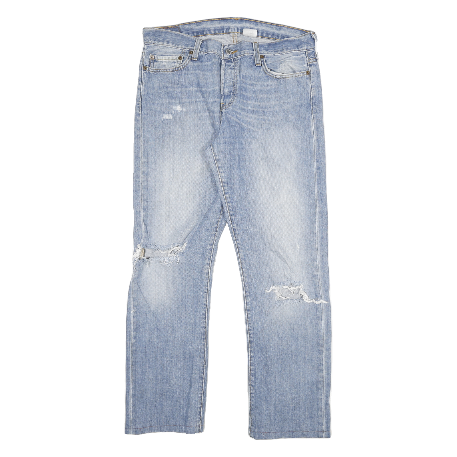 LEVI'S 501 Mens Jeans Blue Regular Straight Denim Stone Wash W32 L28 Distressed Refurbished - N/A refurbished available on Cerqular