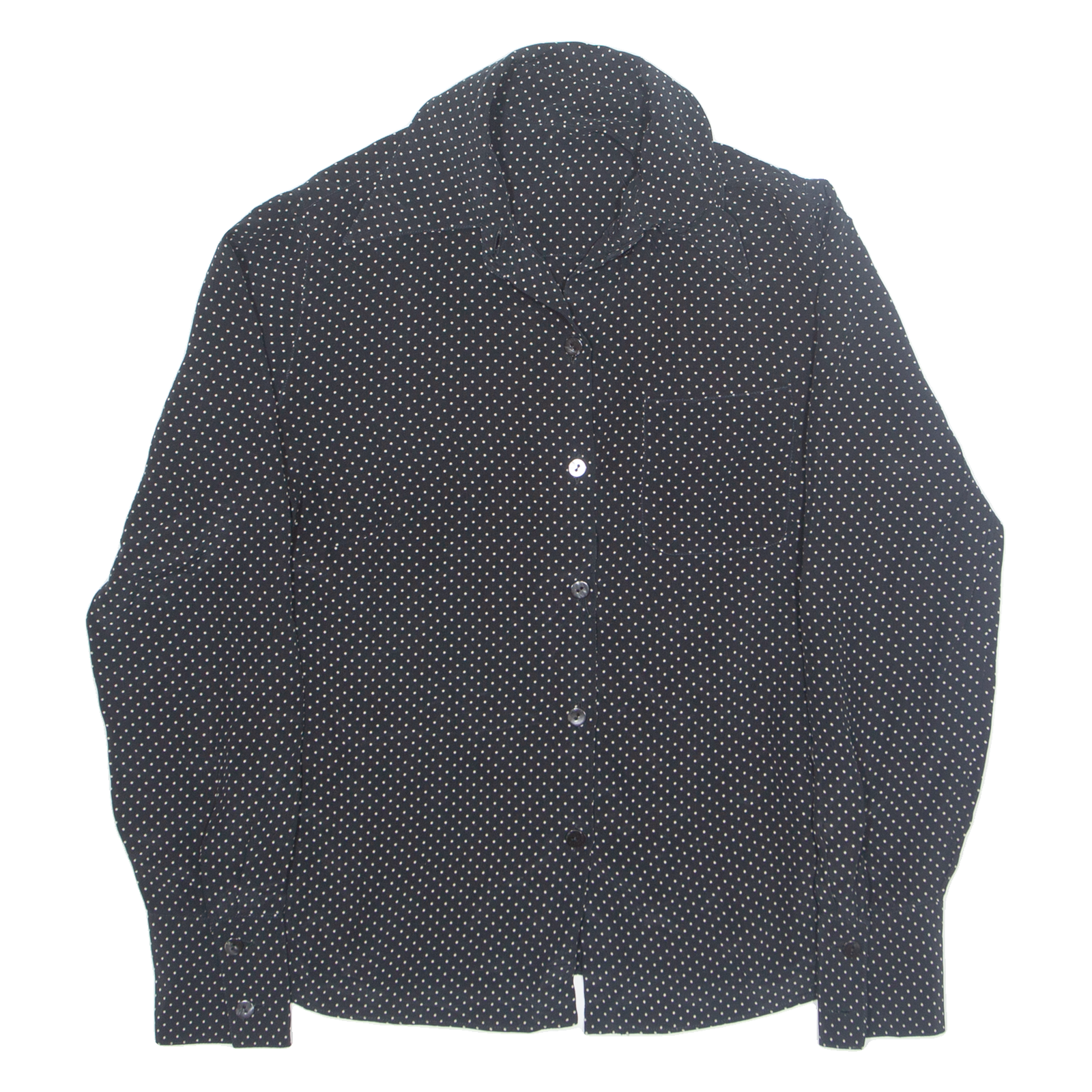 Womens Printed Shirt Black Collared Long Sleeve Spotted S Refurbished - N/A refurbished available on Cerqular