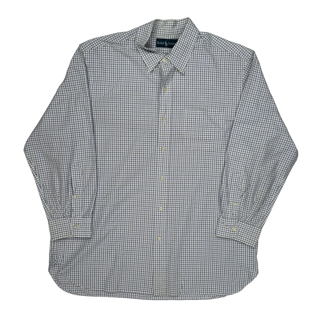Ralph Lauren Checked Shirt - XL Blue Cotton Refurbished - Thrifted (note: this is a term often used to describe second- refurbished available on Cerqular