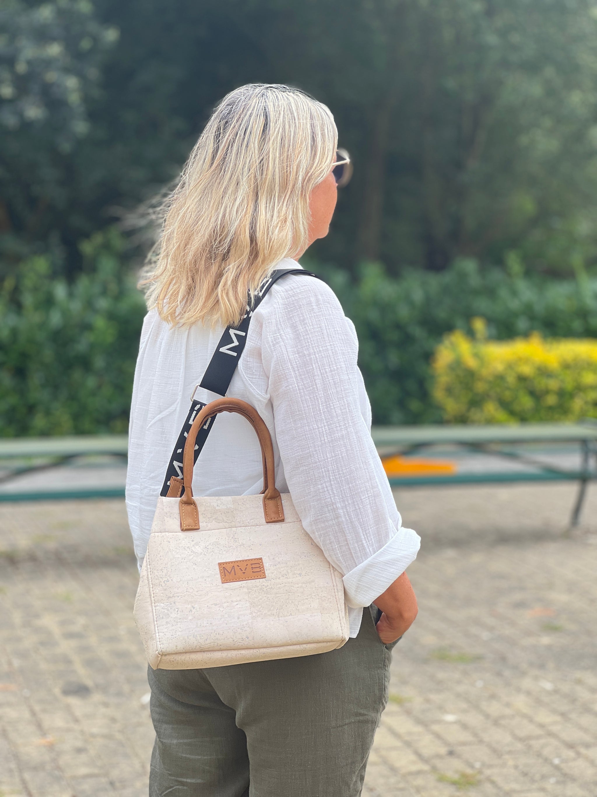 Mini Tote Handcraft Bag natural cork Refurbished - My Vegan Bags refurbished available on Cerqular