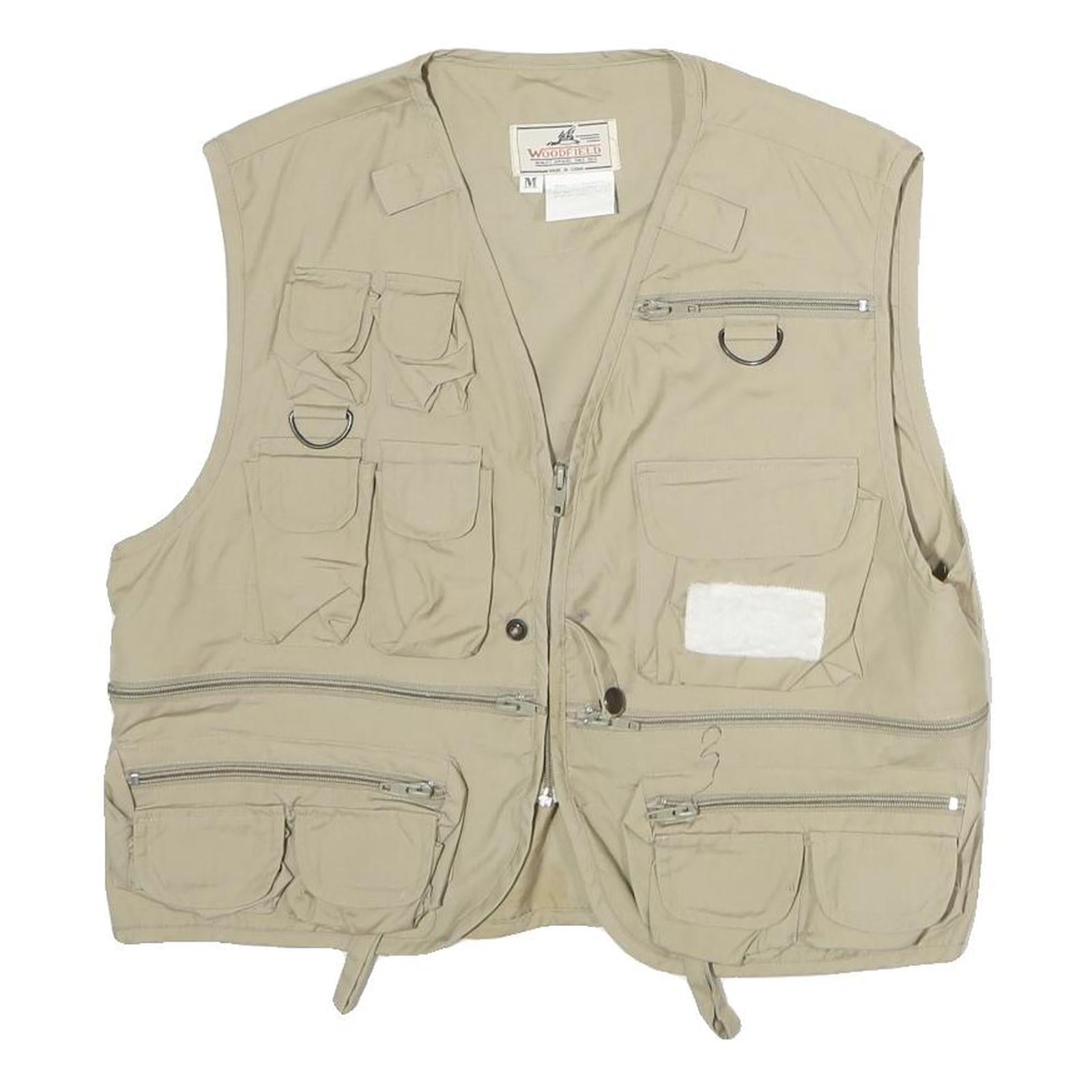 WOODFIELD Mens Beige Outdoor Cotton Jacket M Multi Pocket Utility Zip Refurbished - N/A refurbished available on Cerqular