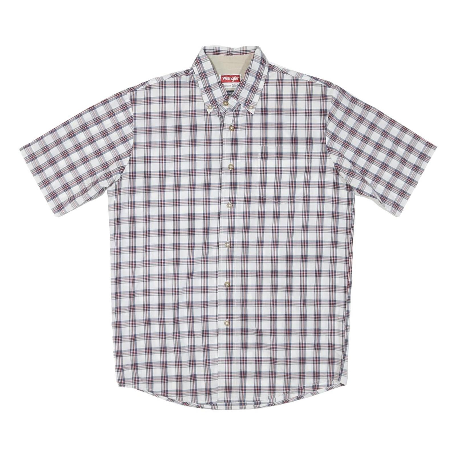 WRANGLER Mens White & Red Check Shirt M Cotton Short Sleeve Casual Summer Refurbished - N/A refurbished available on Cerqular
