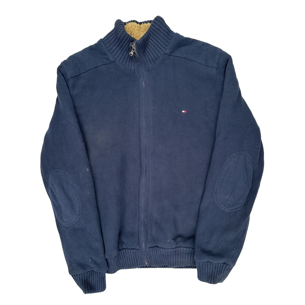 Tommy Hilfiger Fleece Jacket - Large Navy Cotton Refurbished - Thrifted (note: this is a term often used to describe second- refurbished available on Cerqular