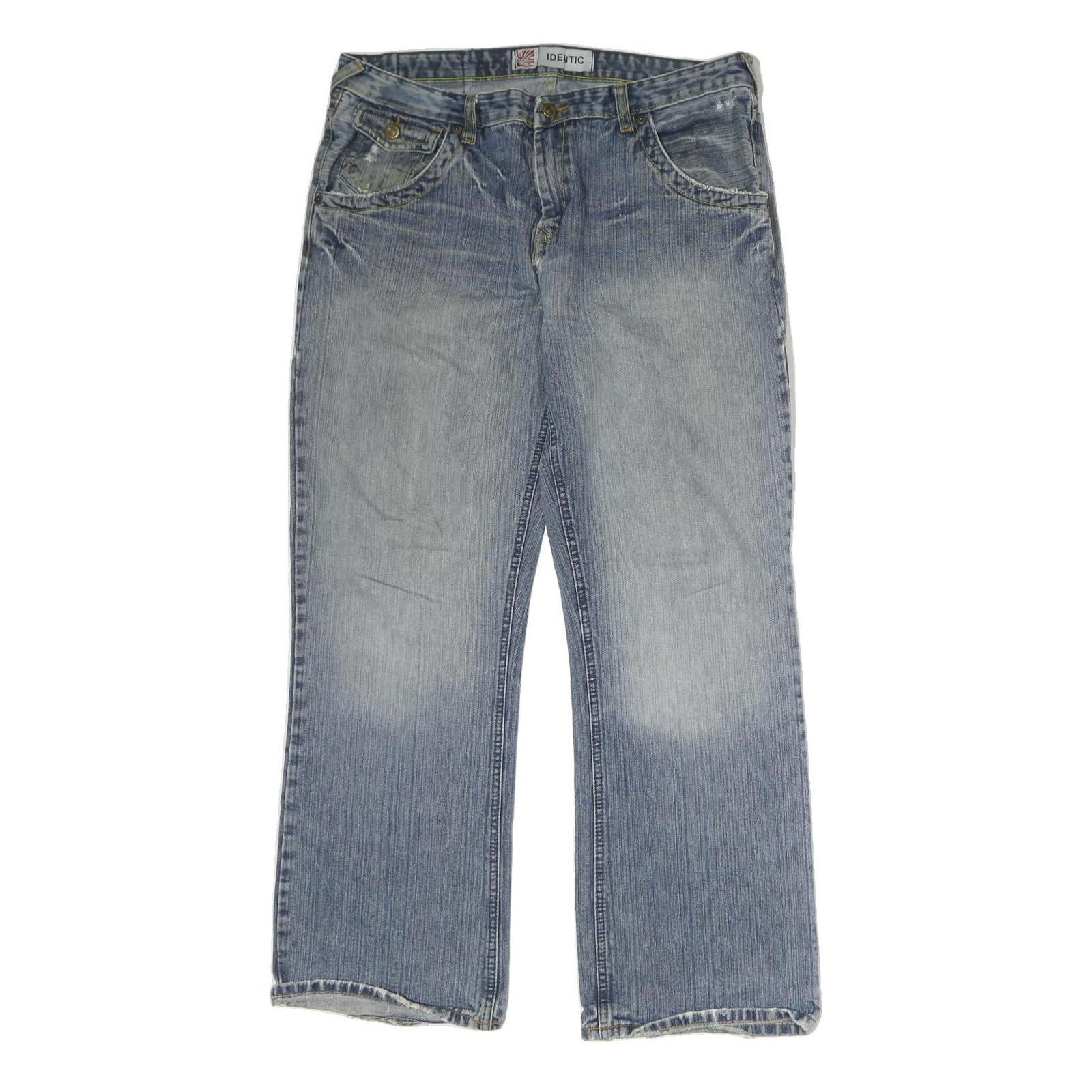 IDENTIC Mens Light Blue Regular Fit Straight Leg Denim Jeans W36 L31 Zip Closure Refurbished - N/A refurbished available on Cerqular