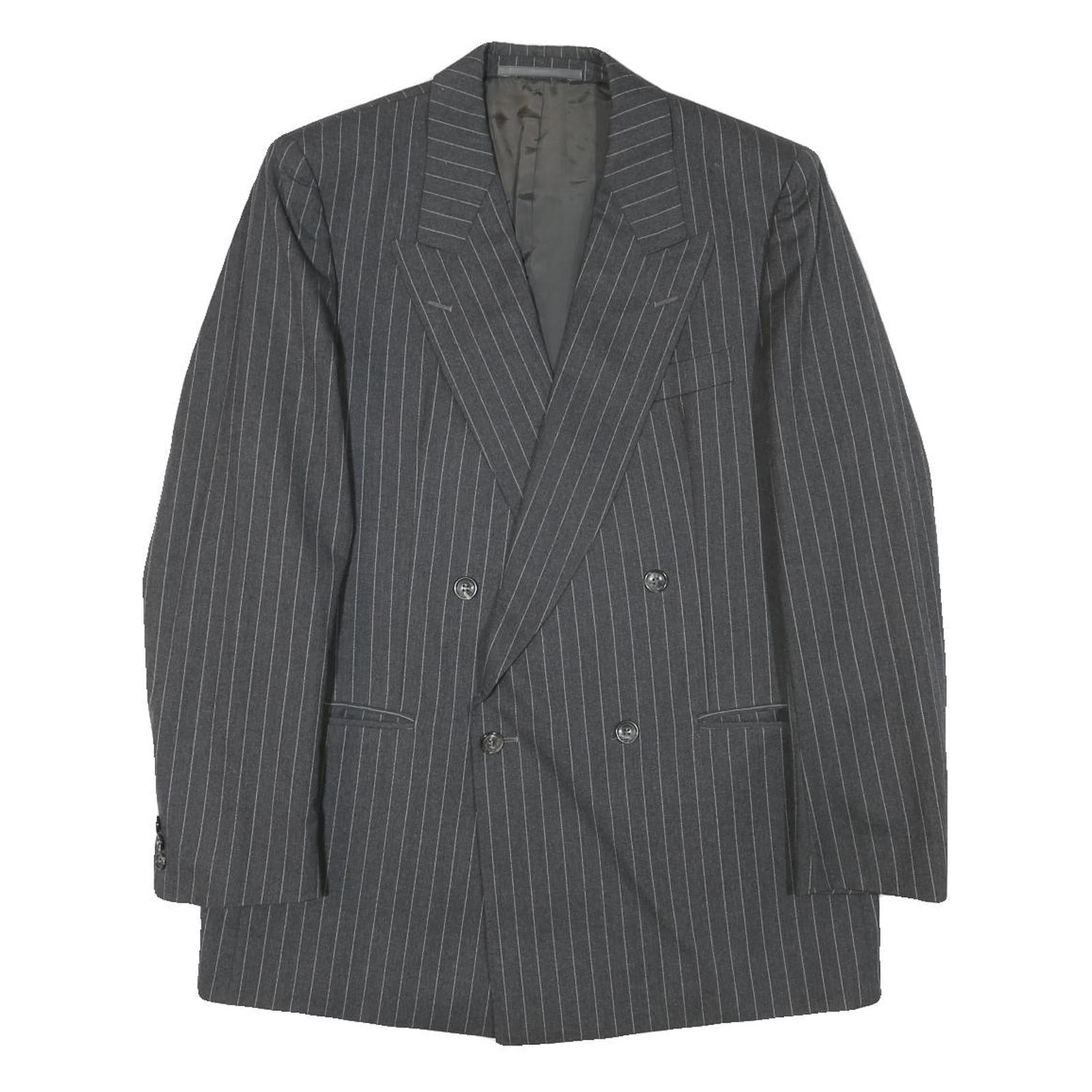 PKZ Mens Grey Pinstripe Double Breasted Jacket S Wool Blend Classic Formal Refurbished - N/A refurbished available on Cerqular